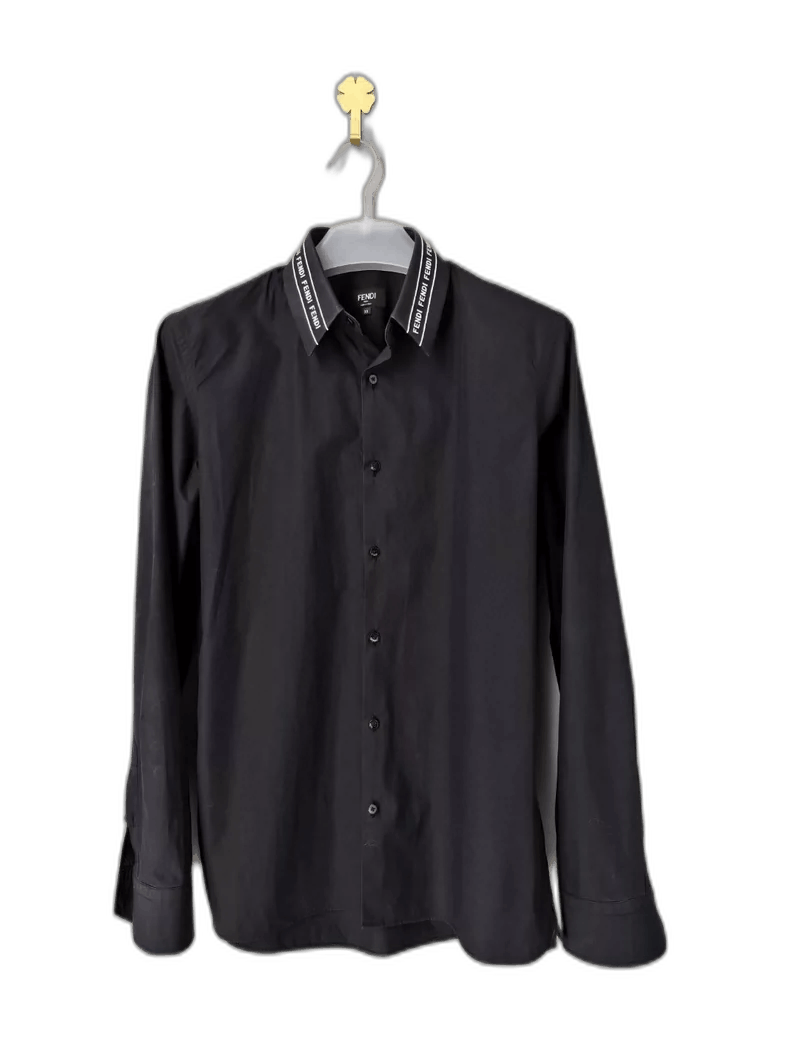 Fendi fendi black button-up shirt with logo embroidery Size US M / EU 48-50 / 2 - 1 Thumbnail