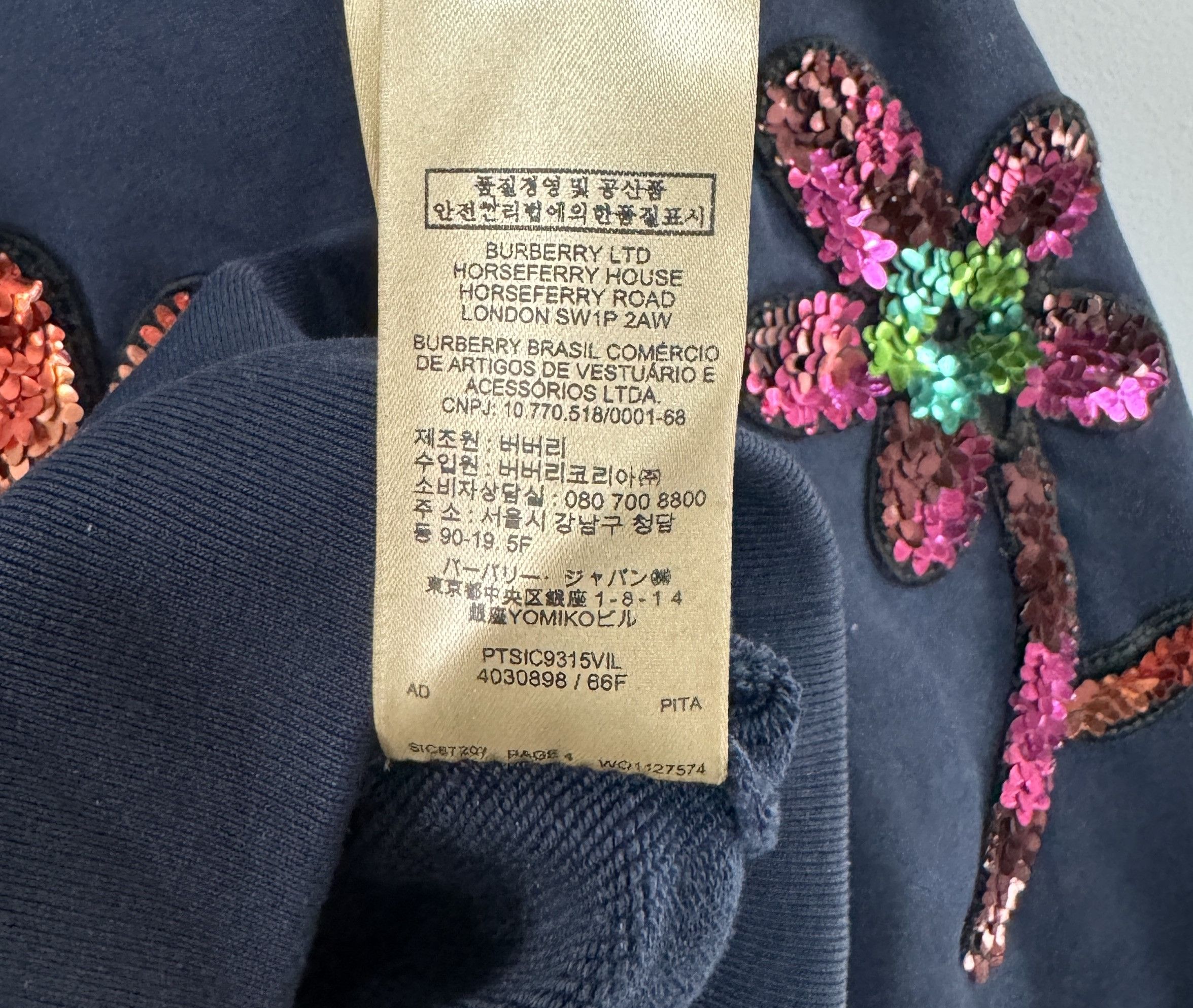 Burberry Burberry Floral Sweatshirt Sequin Embellished Navy Size XS Size XS / US 0-2 / IT 36-38 - 9 Thumbnail