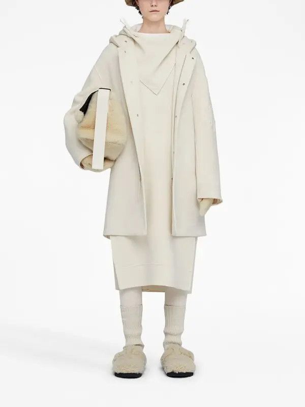 Jil Sander o1loc1c0426 Hooded Virgin Wool Parka in White Size S / US 4 / IT 40 - 2 Thumbnail