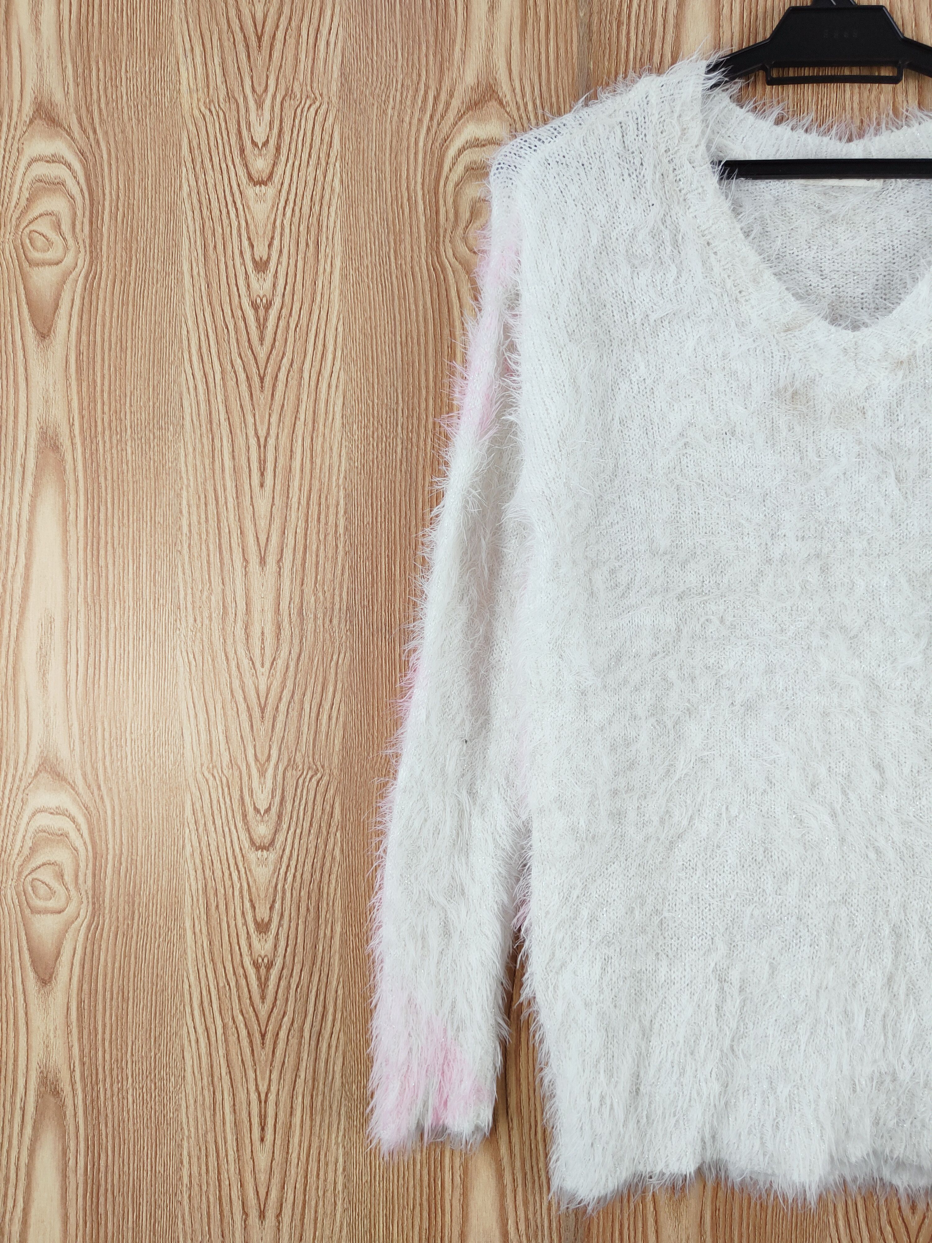 Japanese Brand × Vintage Shoo La Rue White Fur Mohair Knitwear Size L / US 10 / IT 46 - 3 Thumbnail