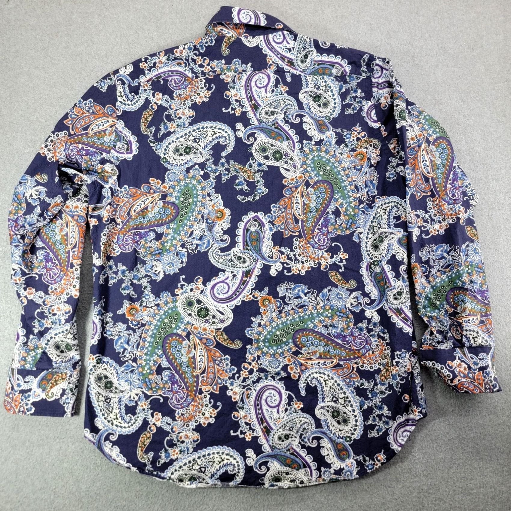 Vintage Thomas Dean Shirt Mens XL Blue Paisley Long Sleeve Contrast Cuff Button Front Size US XL / EU 56 / 4 - 7 Thumbnail