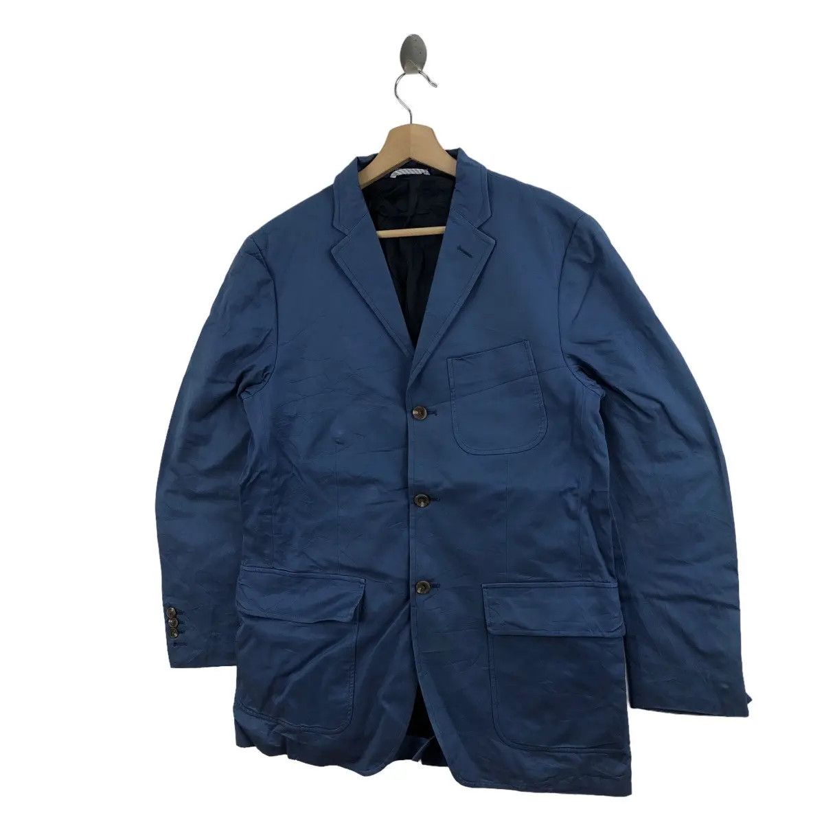 Polo Ralph Lauren Vtg POLO RALPH LAUREN Blue Cotton 3 Button Blazer Sport Size 40R - 4 Thumbnail