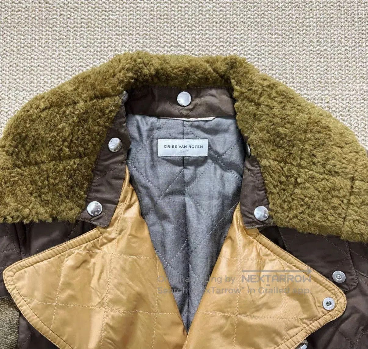 Dries Van Noten Green Moto Jacket with Faux Fur Collar Size M. Size US M / EU 48-50 / 2 - 7 Thumbnail