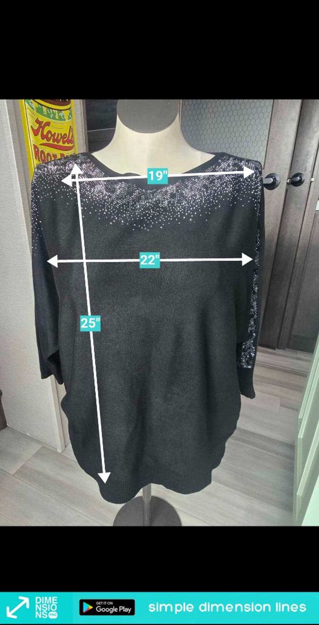 Other Women's LOVE SCARLETT Crew Neck Sweater 1X Black with Silver Size XL / US 12-14 / IT 48-50 - 5 Thumbnail