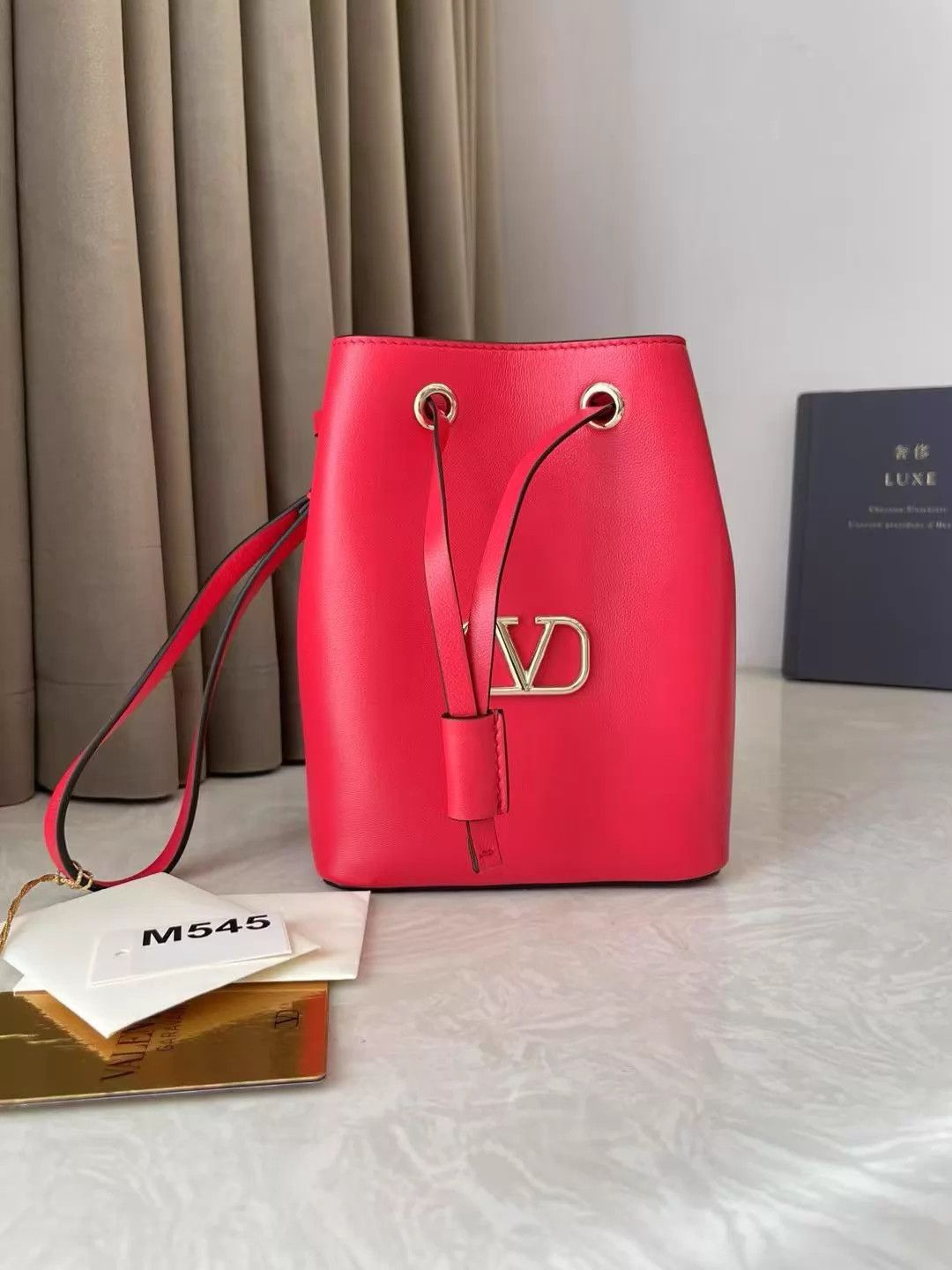 Valentino Valentino Festive Red Drawstring Bucket Bag M545 Size ONE SIZE - 1 Thumbnail