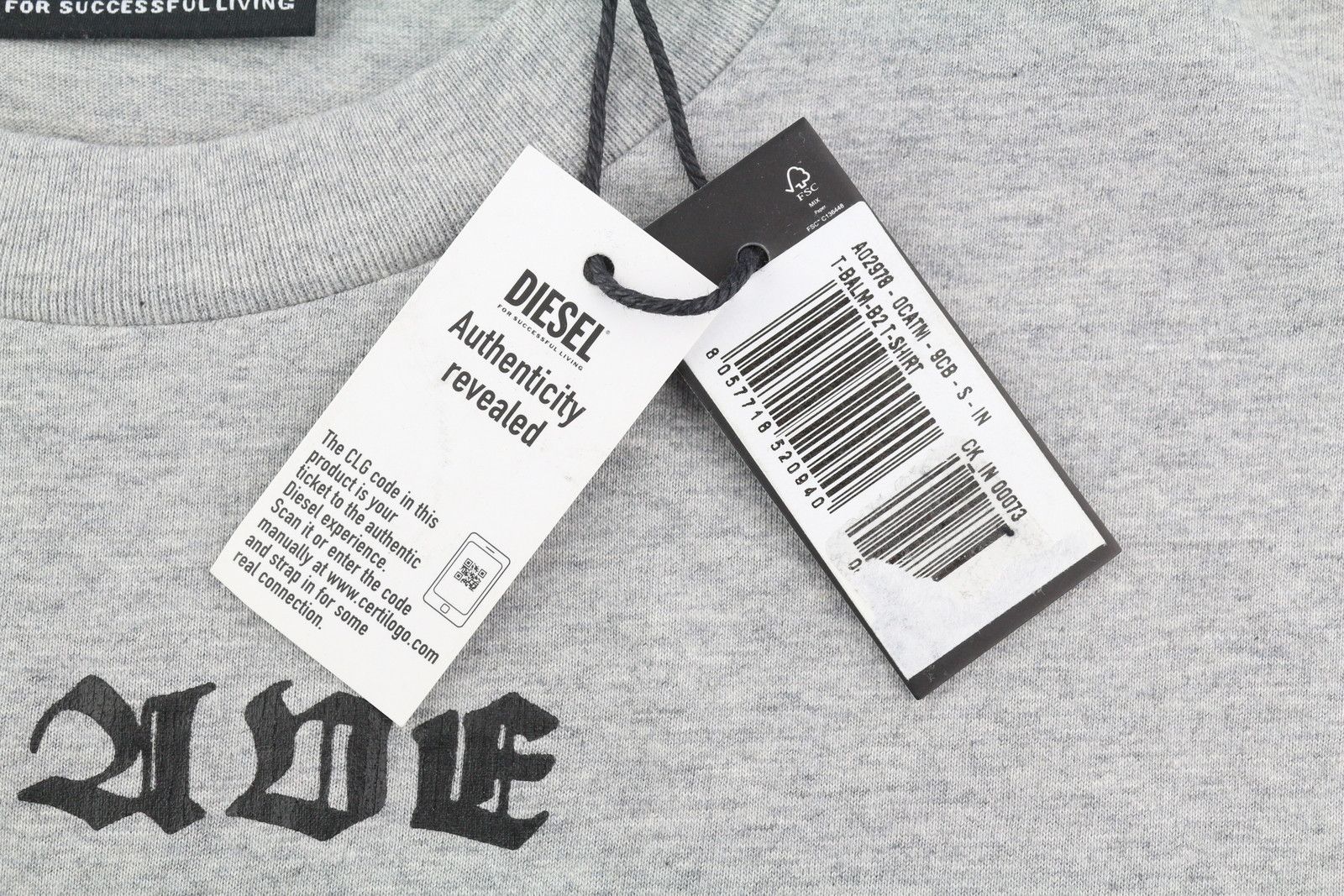 Diesel T-BALM-B2 S Grey Melange Patterned T-Shirt 84102 Size US S / EU 44-46 / 1 - 5 Thumbnail