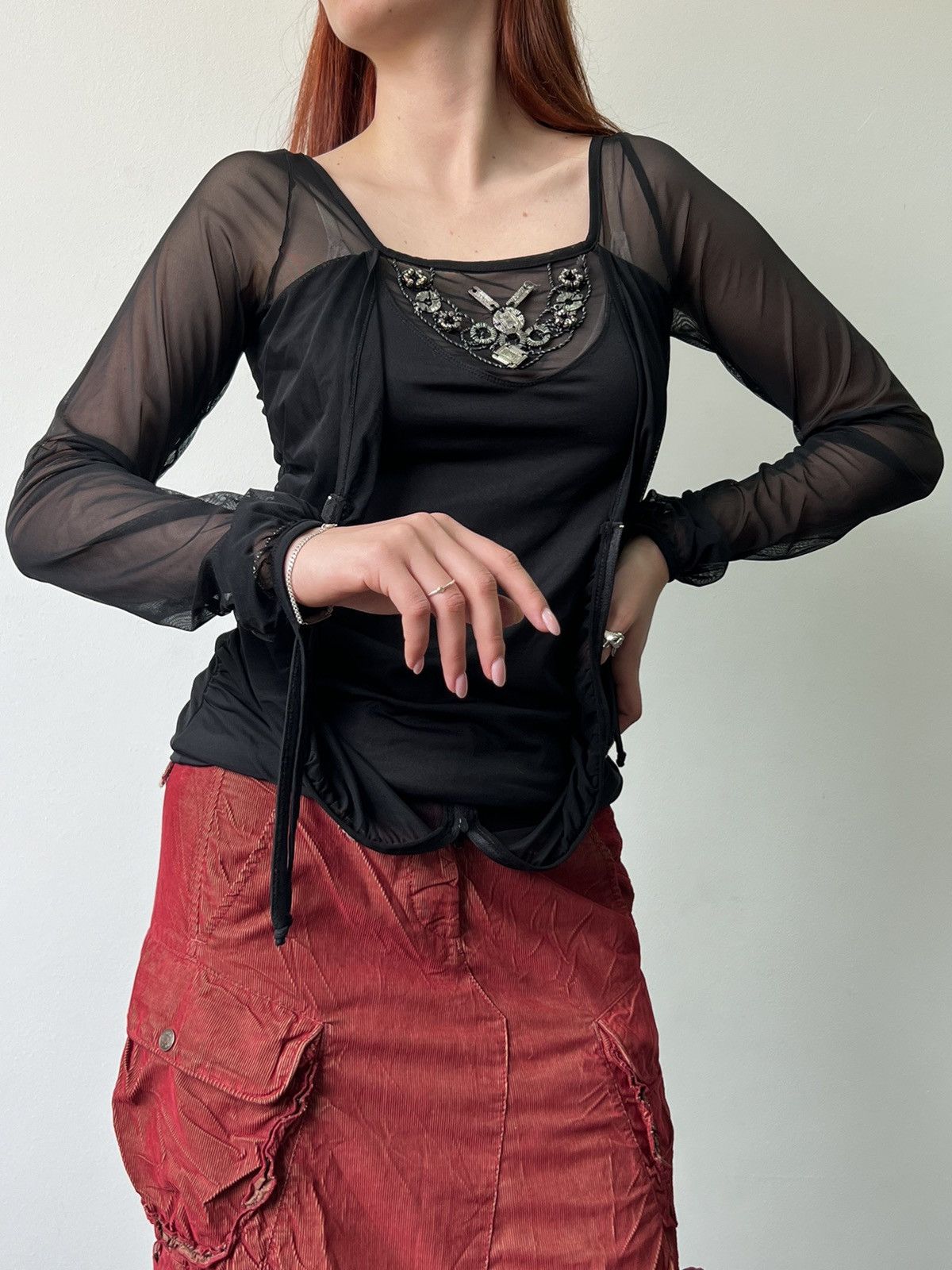 Jean Paul Gaultier × Other × Vintage Vintage Jean Paul Gaultier Save The Queen mesh blouse Size L / US 10 / IT 46 - 2 Thumbnail