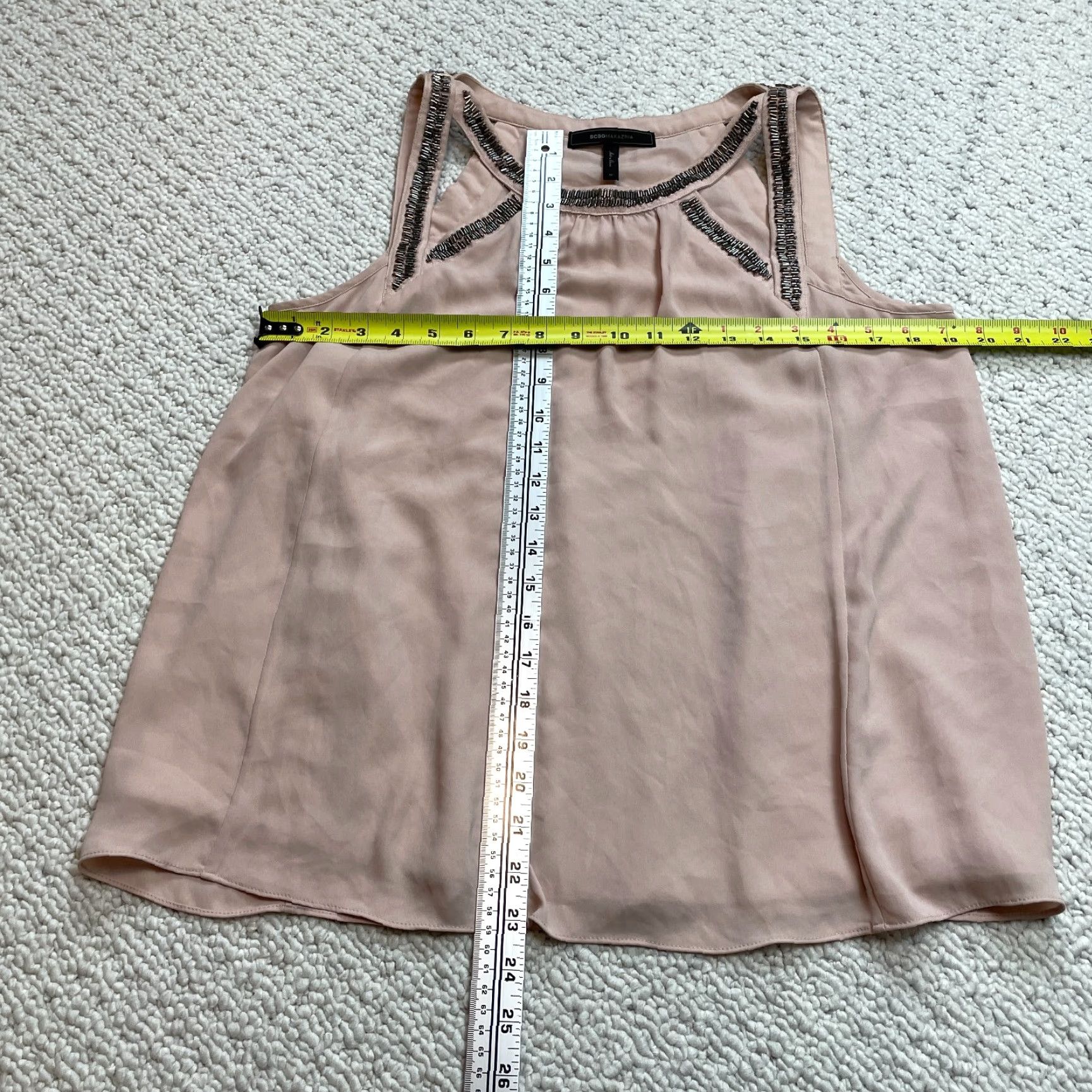 Bcbgmaxazria BCBGMAXAZRIA Blouse Top Womens Medium Pink Sleeveless Tank Round Neck Decoration Metal Casual Party/Cocktail Shirt Womens M Pink Metal Decorator Size M / US 6-8 / IT 42-44 - 4 Thumbnail