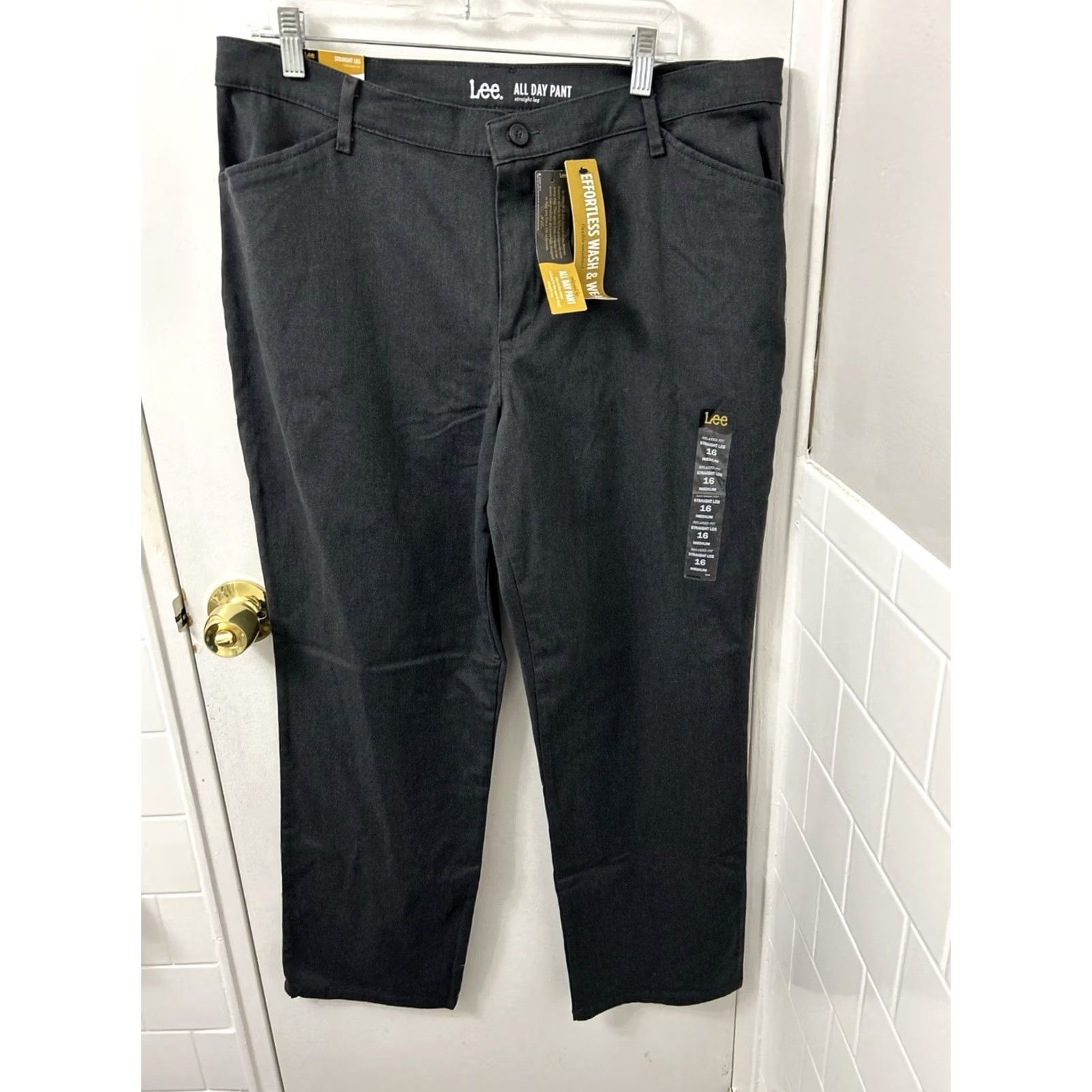 Lee Lee All Day Pants Womens Size 16 L30 Gray Relaxed Fit Straight Leg Trousers Size 38" / US 16 / IT 52 - 2 Thumbnail