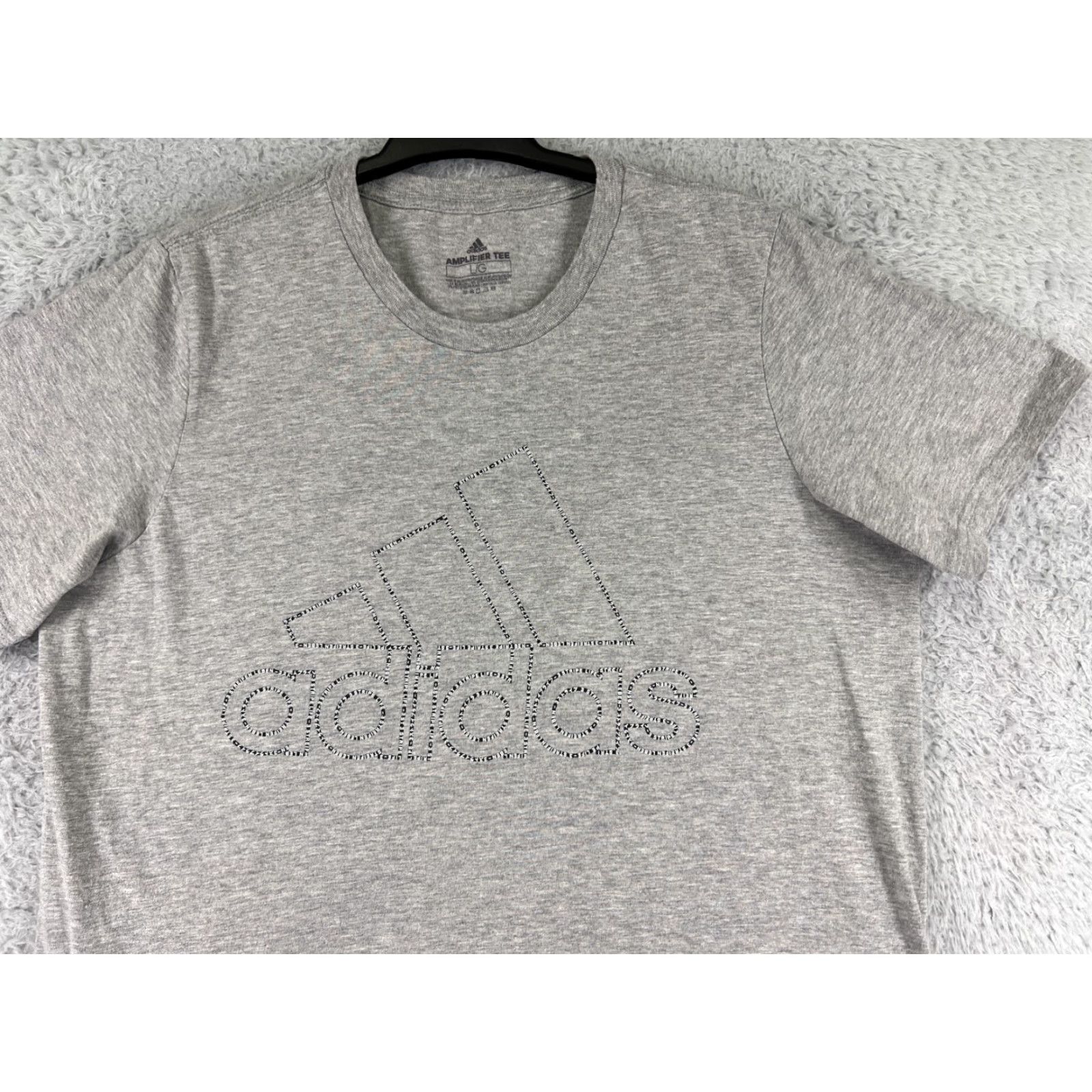 Adidas Adidas Shirt Men Large Gray Spellout Logo Short Sleeve Crew Neck Cotton Athletic Size US L / EU 52-54 / 3 - 5 Thumbnail