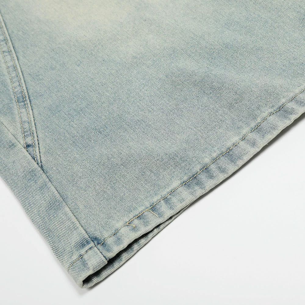 Jean Distressed washed men's embroidered scimitar denim shorts Size US 32 / EU 48 - 5 Thumbnail