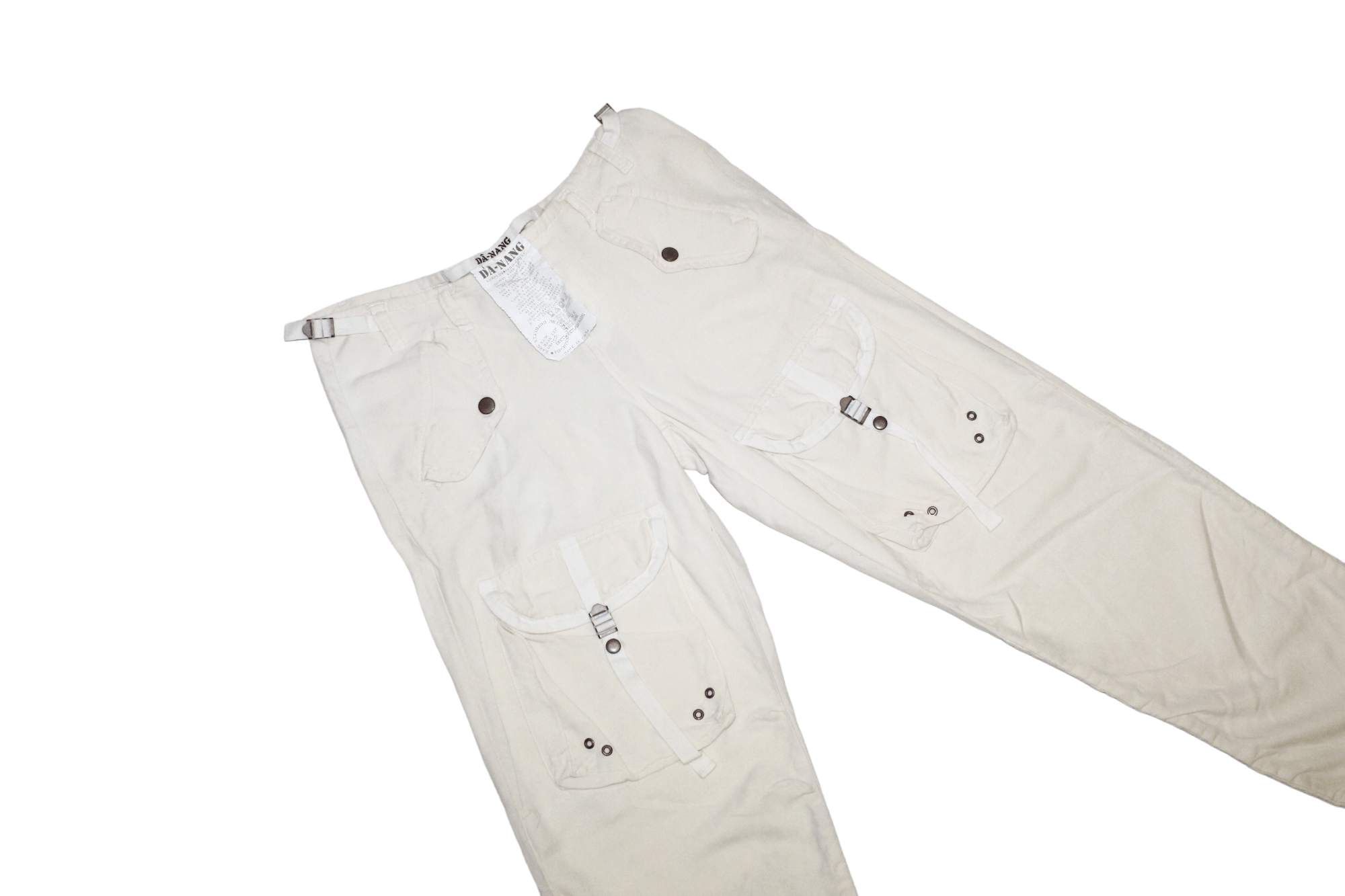 Japanese Brand Y2K🔥DA-NANG Surplus Indo Chine Cream Silk Cargo Pants Size US 30 / EU 46 - 4 Thumbnail