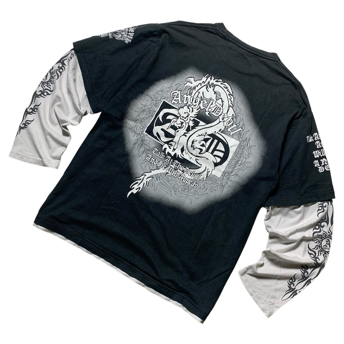 Japanese Brand 🕺Y2k Style Angel Devil Dragon Double Layerd Longsleeve Size US L / EU 52-54 / 3 - 8 Thumbnail