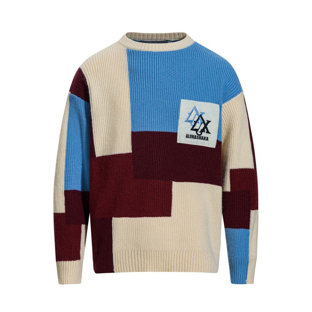 Vintage Men's trendy irregular round neck knitted sweater Size US M / EU 48-50 / 2 - 1 Thumbnail