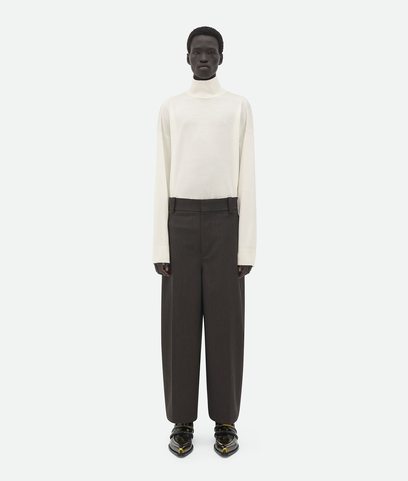 Bottega Veneta o1n1vont1224 Bicolor Wool Cropped Pant in Chocolate Brown Size US 32 / EU 48 - 1 Thumbnail