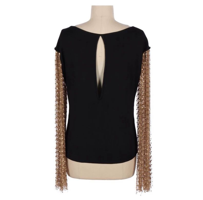 Loewe LOEWE Dark gold tasselled sleeve knit top Size XS / US 0-2 / IT 36-38 - 2 Thumbnail