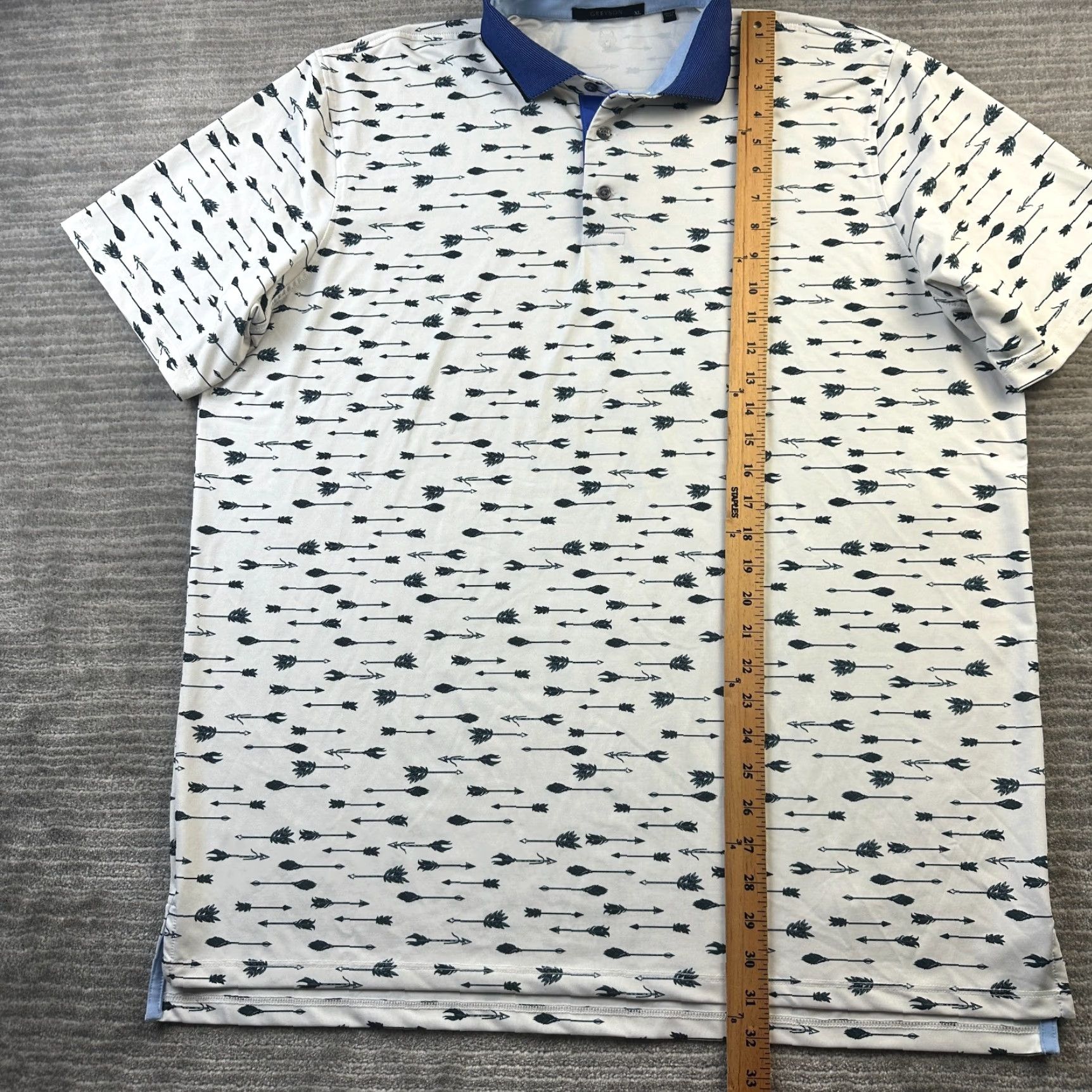 Vintage Greyson Polo Shirt Mens XL White Logo Golf Performance All Over Print Shirt Short Sleeve Button Collar Classic Size US XL / EU 56 / 4 - 7 Thumbnail