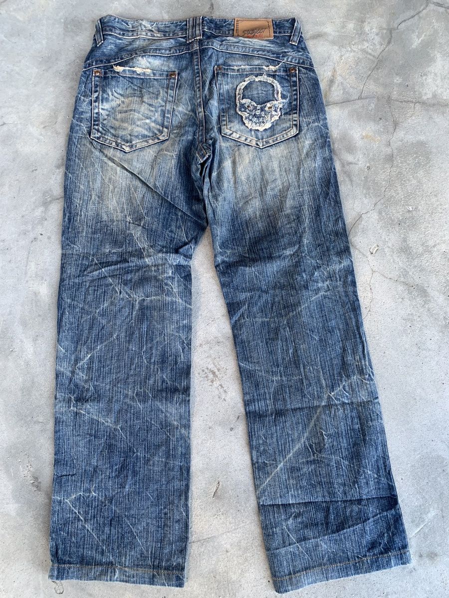 Japanese Brand Japanese Brand Blue Subject Skull Distressed Denim Y2K Size US 33 - 1 Thumbnail