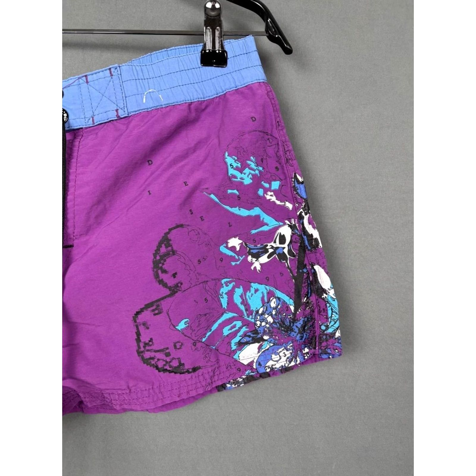 Diesel Diesel Shorts Womens M Purple Cotton Stretch Drawstring Beach Casual Modern Classic Womens Size 32" / US 10 / IT 46 - 7 Thumbnail