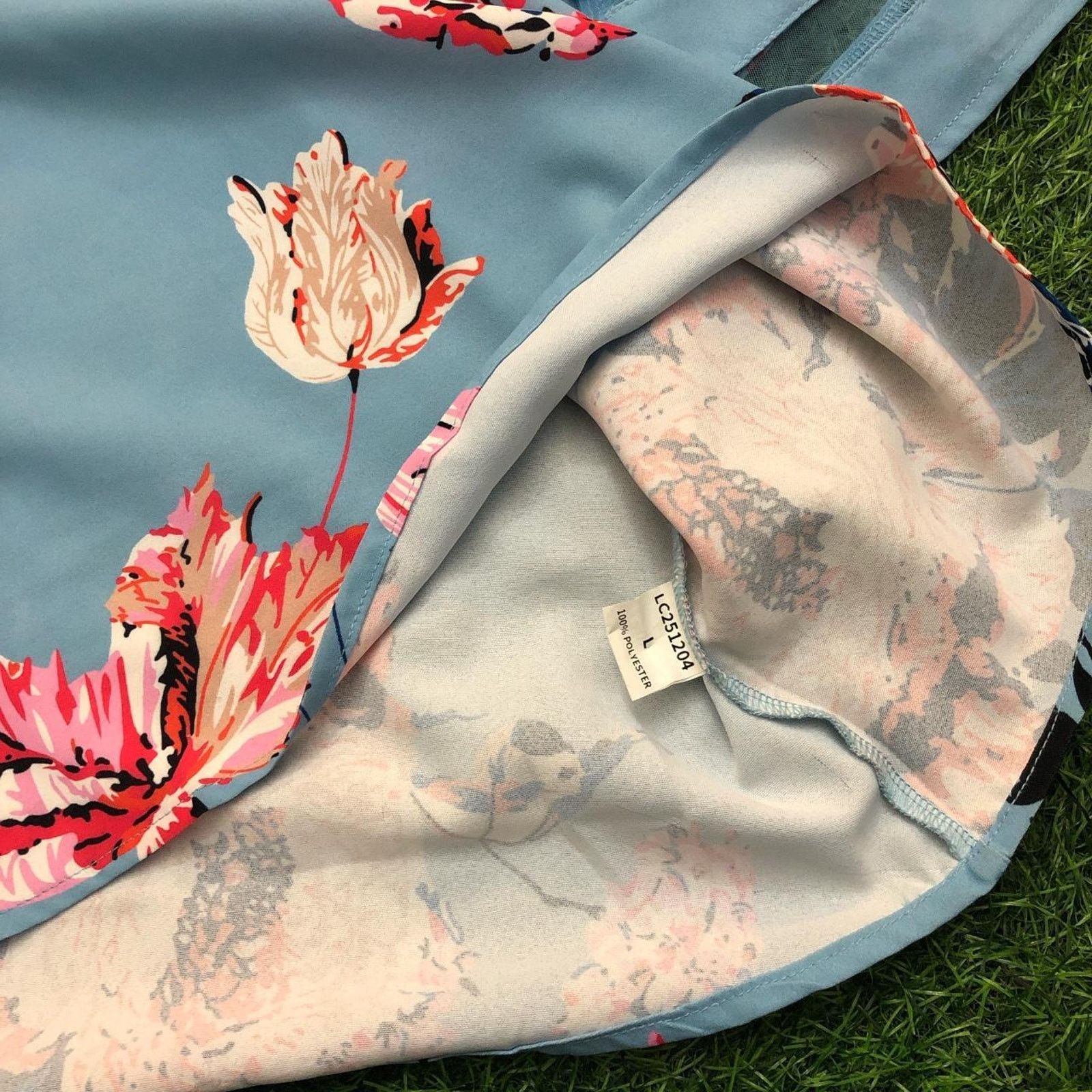 Other Women's Blue/Floral Wide Sleeve Blouse Size L / US 10 / IT 46 - 4 Thumbnail