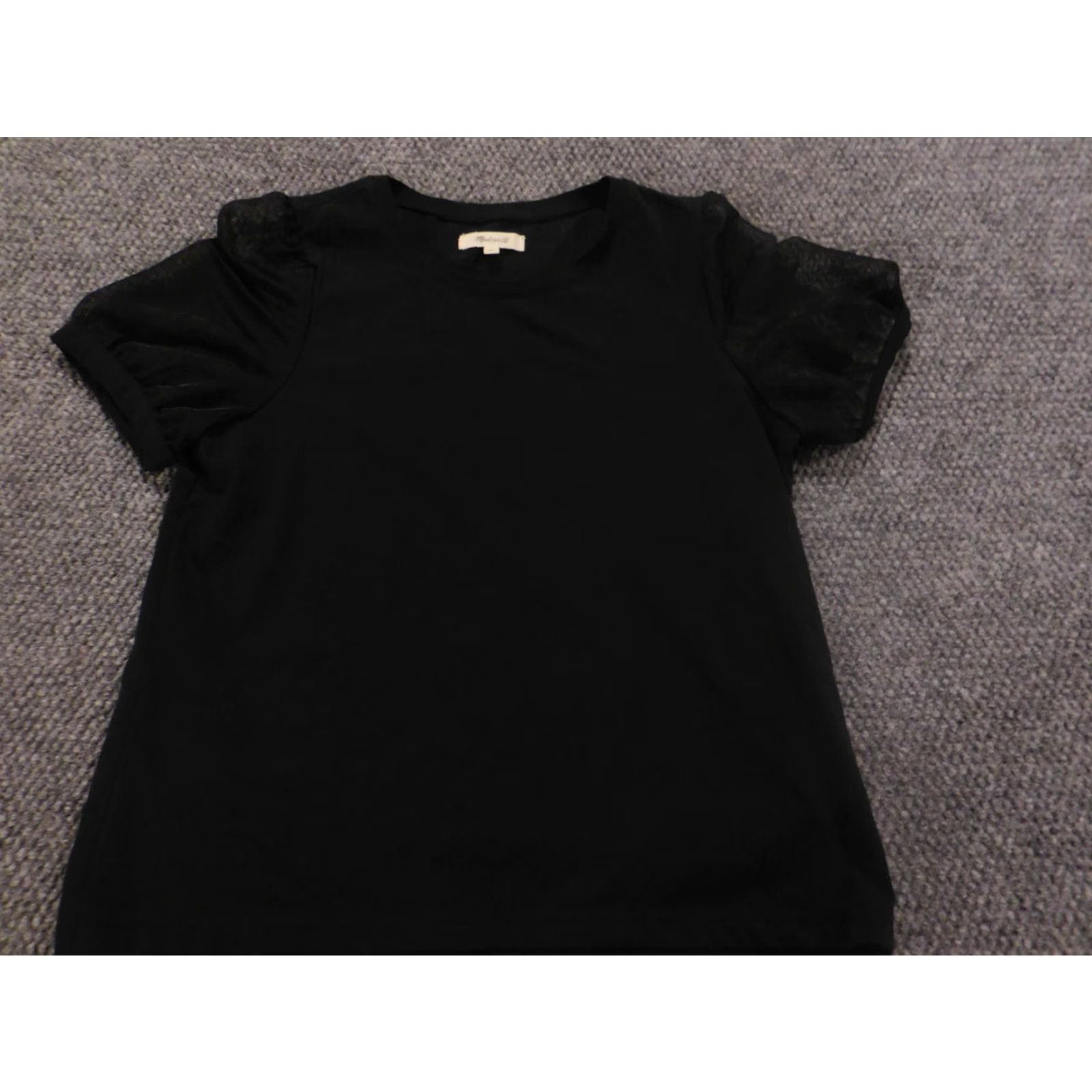 Madewell Madewell Blouse Small Black Crew Neck Pullover Top Stretch Casual Sleeve Cotton Polyester Rayon Ruffle Size S / US 4 / IT 40 - 3 Thumbnail