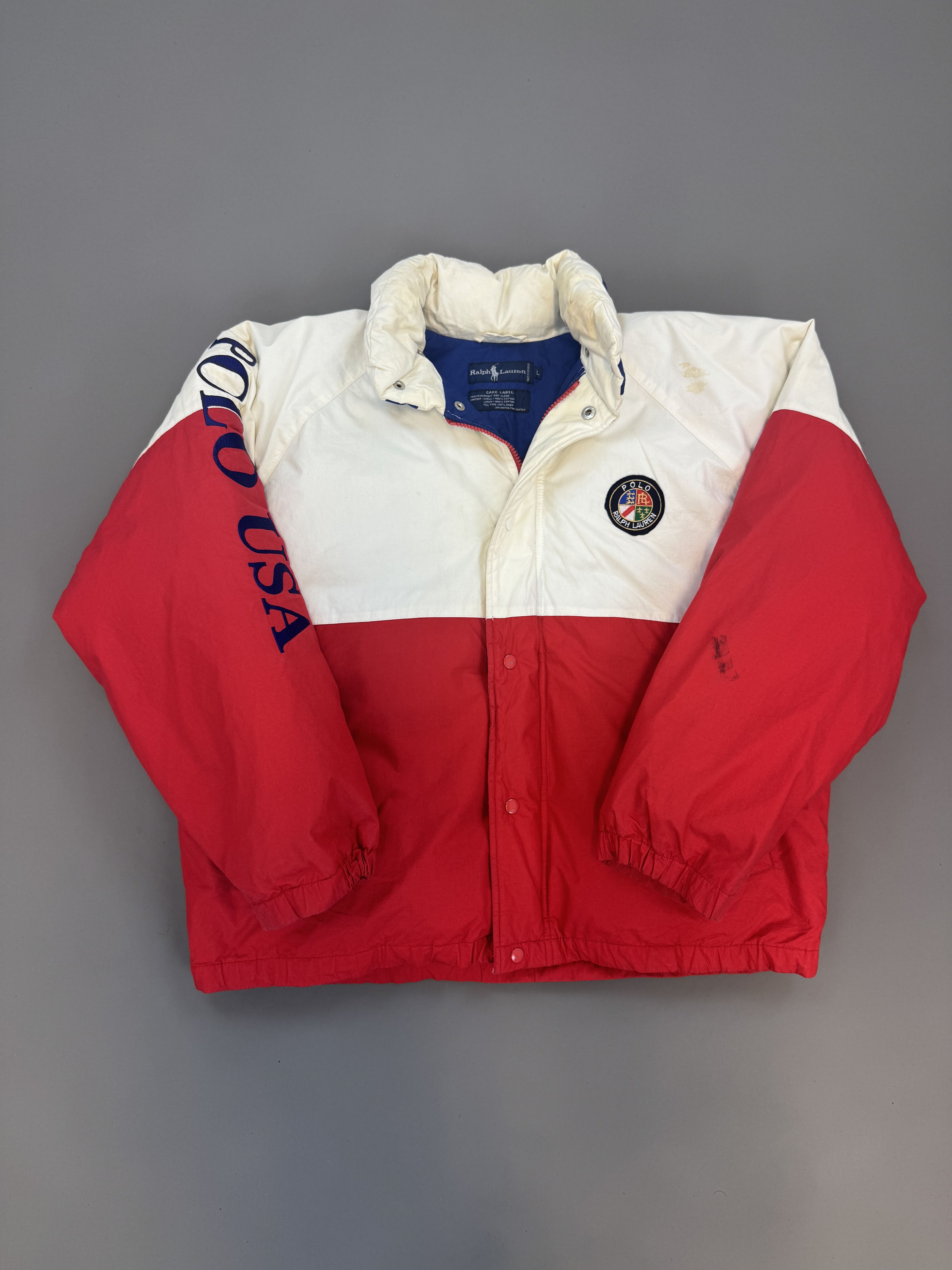 Ralph Lauren Vintage Ralph Lauren Red & White Puffer Jacket Size US L / EU 52-54 / 3 - 1 Thumbnail