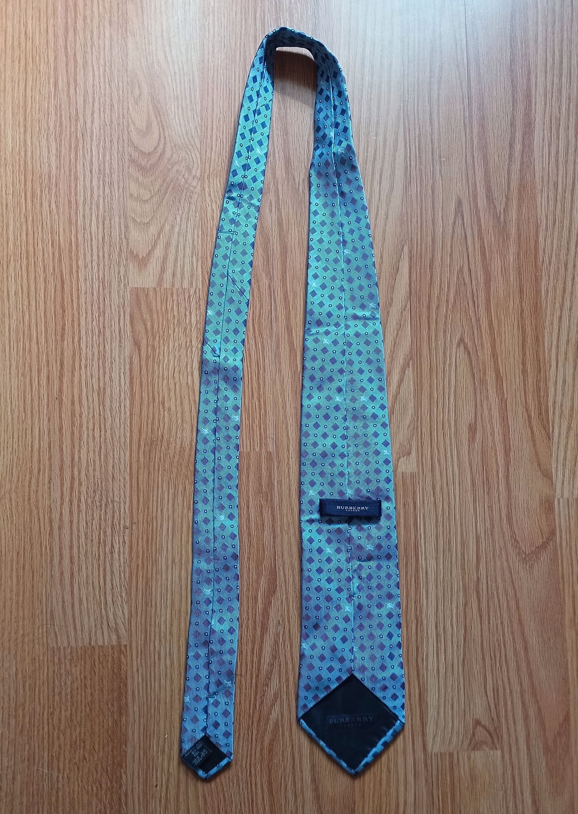Burberry BURBERRY London Blue Monogram Logo Silk Mens Tie Size ONE SIZE - 9 Thumbnail