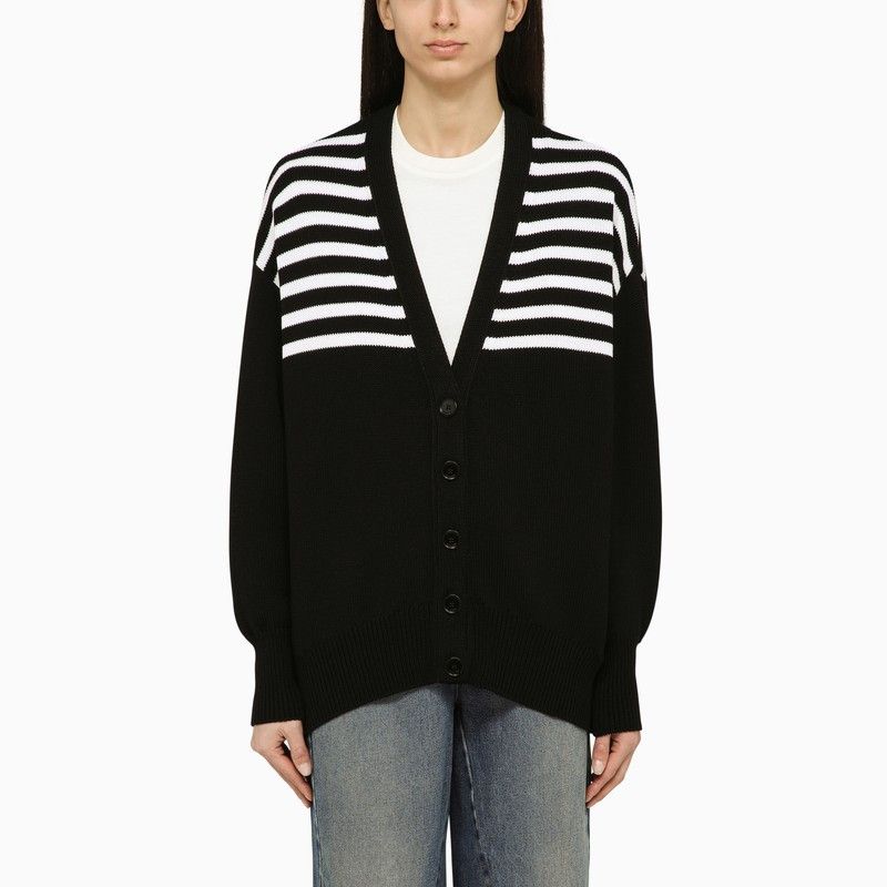 image of Givenchy Black Striped Wool-Blend Cardigan, Women's (Size XS)