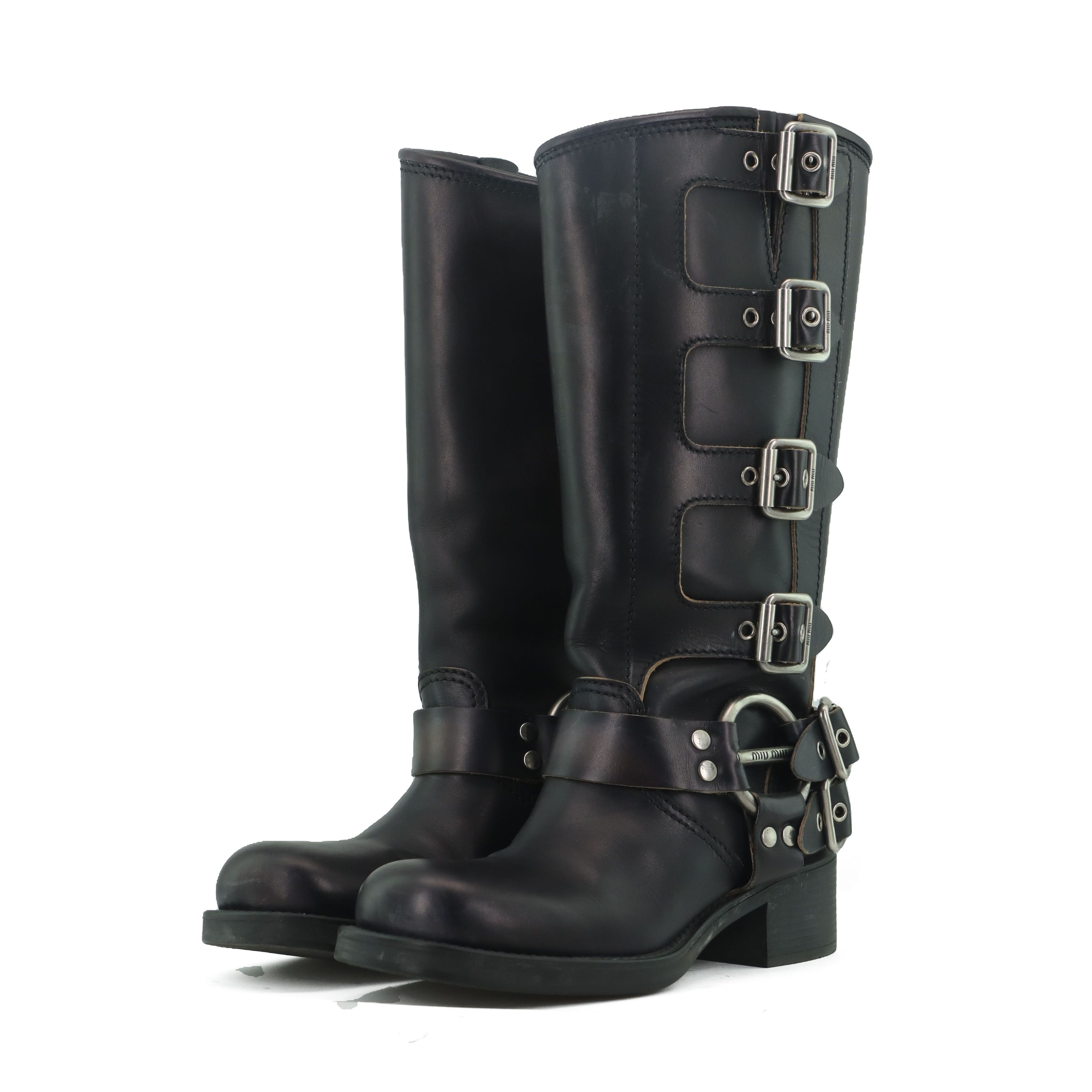Miu Miu Miu Miu Buckled Leather Boots Size 38 Size US 8 / IT 38 - 1 Thumbnail