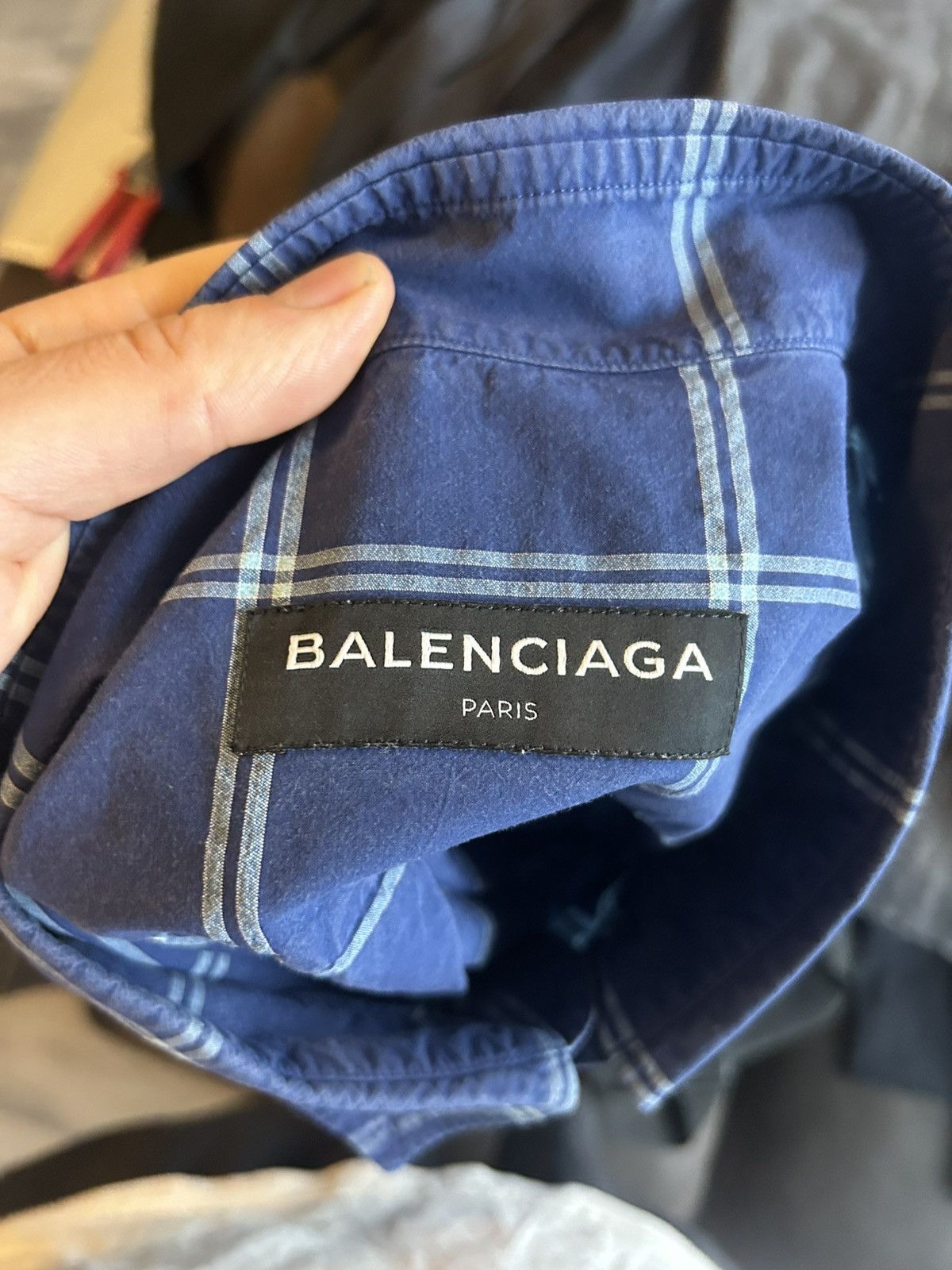 Balenciaga Sleeveless Blue Plaid Shirt with Raw Edges Size US M / EU 48-50 / 2 - 9 Thumbnail