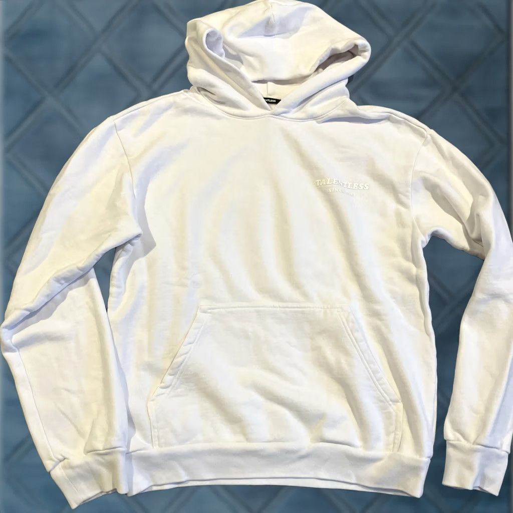 Talentless Talentless Ivory Pullover Hoodie Mens Medium Double Knit Fabric Fleece Knit Hoodie Mens Size M Ivory Pullover Hoodie Size US M / EU 48-50 / 2 - 1 Thumbnail