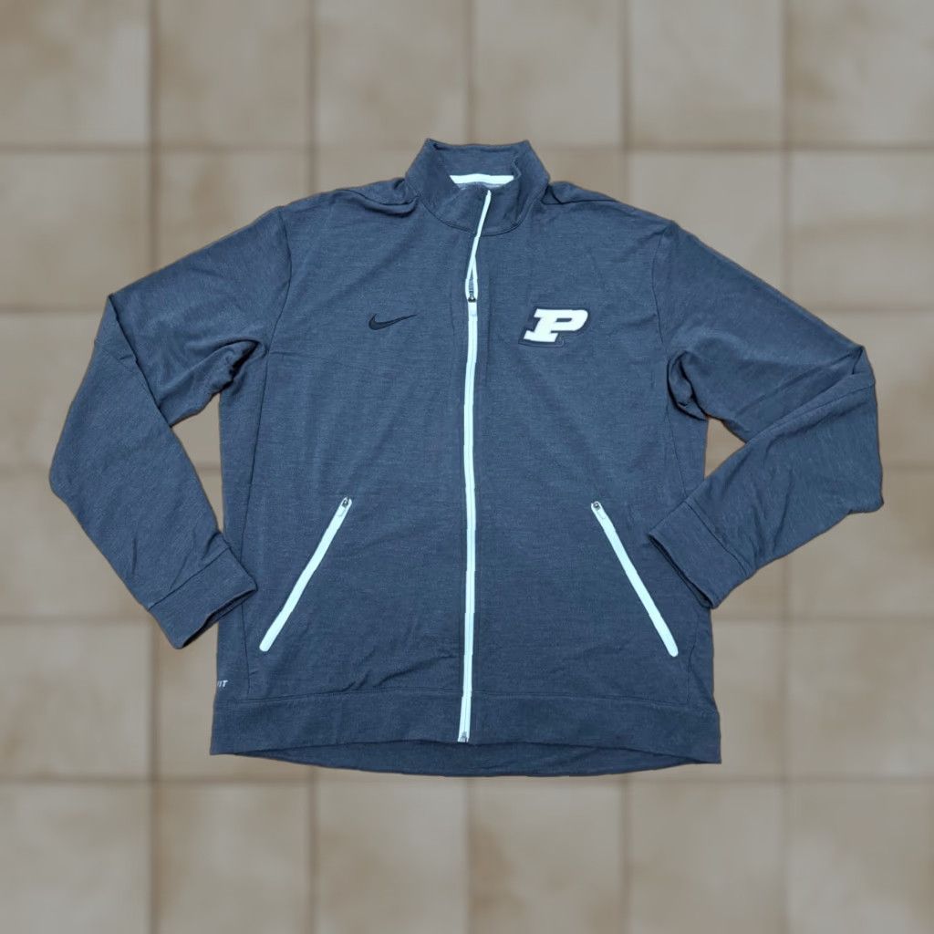 Nike Nike Dri-FIT Jacket Mens XL Full Zip Purdue Boilermakers Lightweight Gray 100% Polyester Logo Zipper Regular Fit Sports Activewear Sedentary? Size US XL / EU 56 / 4 - 1 Thumbnail