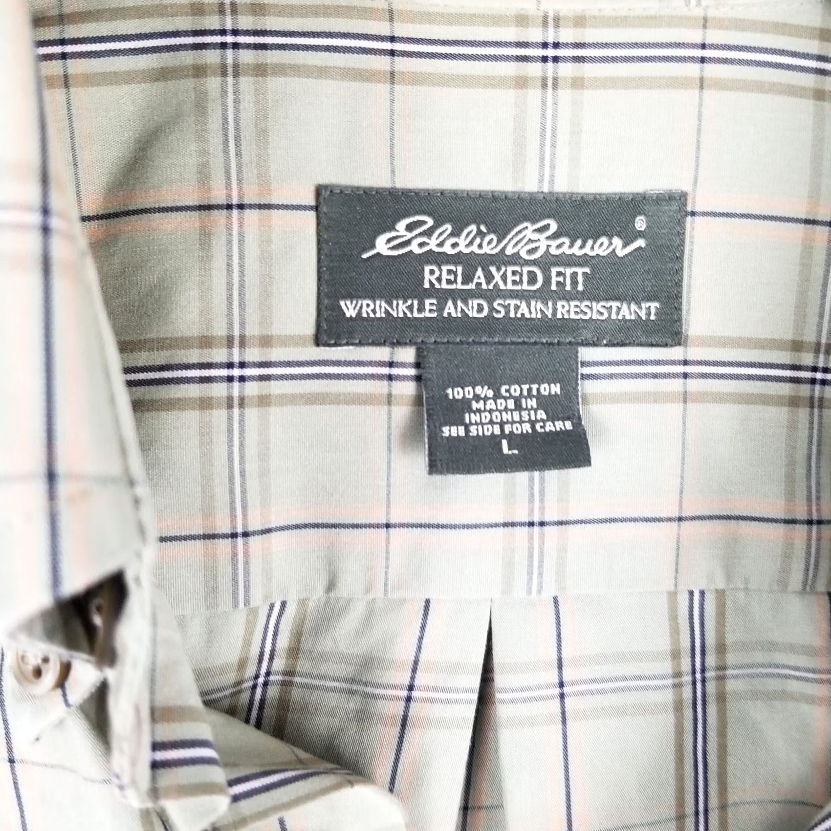 Eddie Bauer Eddie Bauer Wrinkle Resistant Relaxed Fit Shirt Men L Brown Button-Up Long Sleeve Casual Business Check Cotton 100% Size US L / EU 52-54 / 3 - 6 Thumbnail