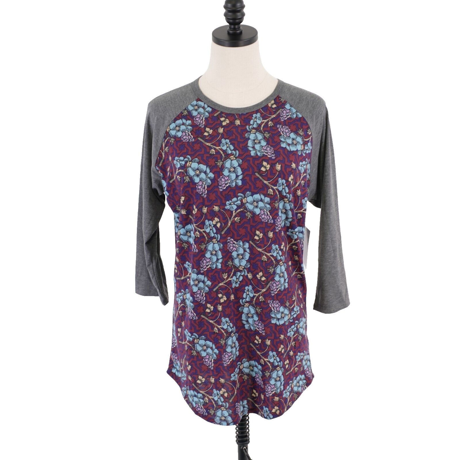 Designer NEW LulaRoe Randy Medium Purple Blue Gray Floral 3/4 Sleeve Size M / US 6-8 / IT 42-44 - 1 Thumbnail