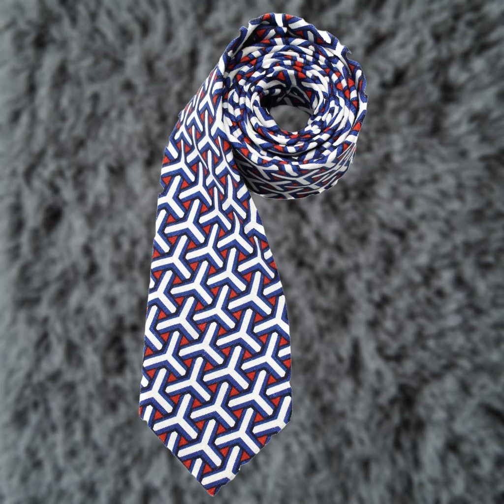 Suitsupply SUITSUPPLY Tie Men's Blue Patterned Tied Pointed Classic 148 X 8 CM Linen Blend Size ONE SIZE - 1 Thumbnail