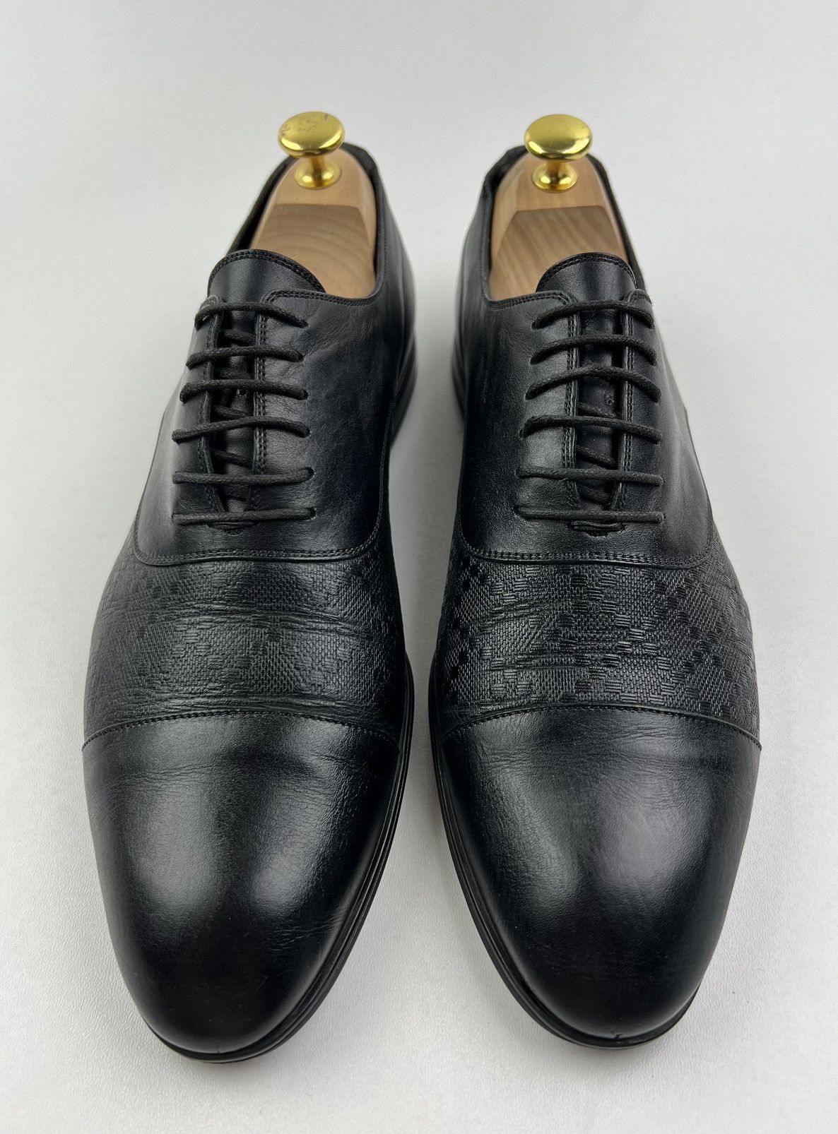 Gucci GUCCI Oxfords Leather Shoes Diamond Embossing Black Men’s Size US 9 / EU 42 - 2 Thumbnail