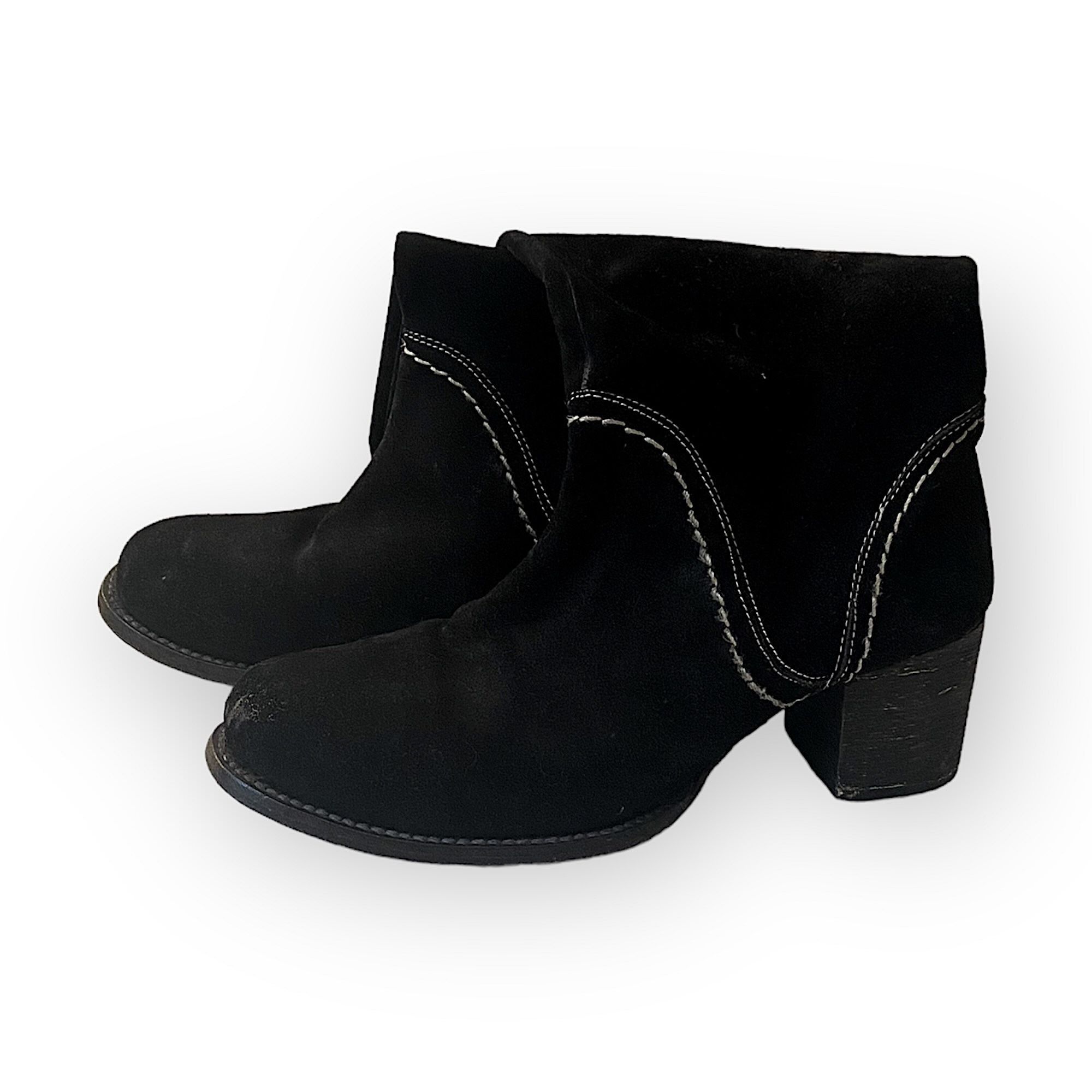 Bed Stu Bed Stu Black Suede Mid Calf Boots, chunky heel, Size 6 Size US 6 / IT 36 - 9 Thumbnail