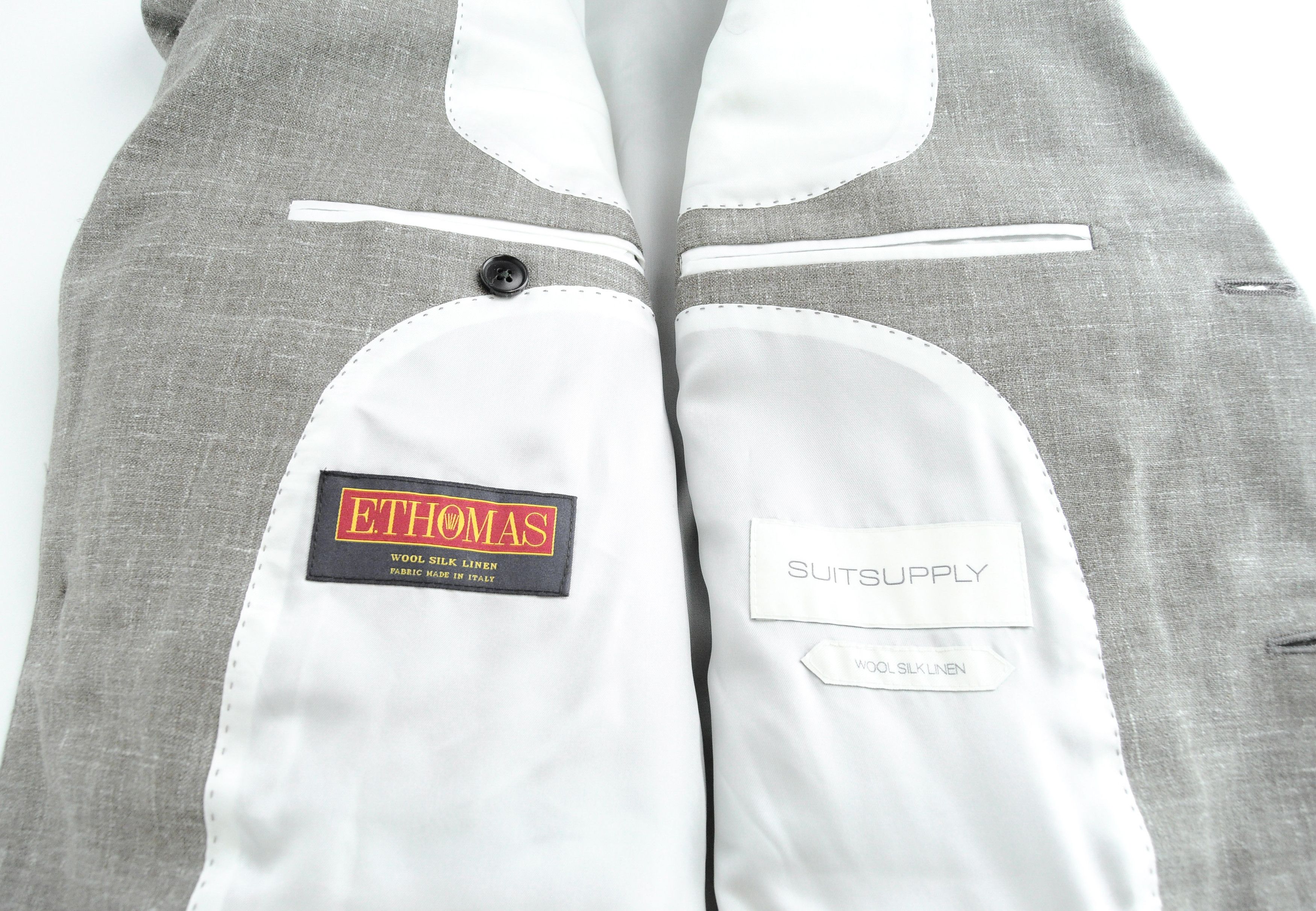 Suitsupply HAVANA JETTED FL UK38R Wool Silk Linen Grey Blazer 54904 Size 38R - 5 Thumbnail
