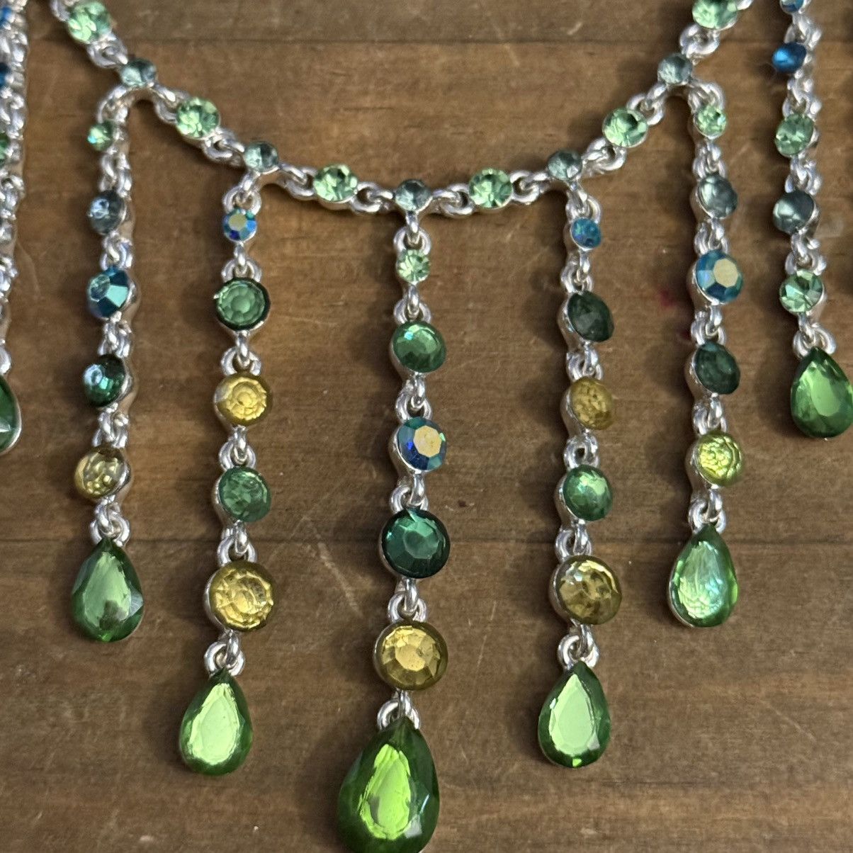 Other Silver tone multicolor rhinestone fringe necklace/earrings Size ONE SIZE - 4 Thumbnail