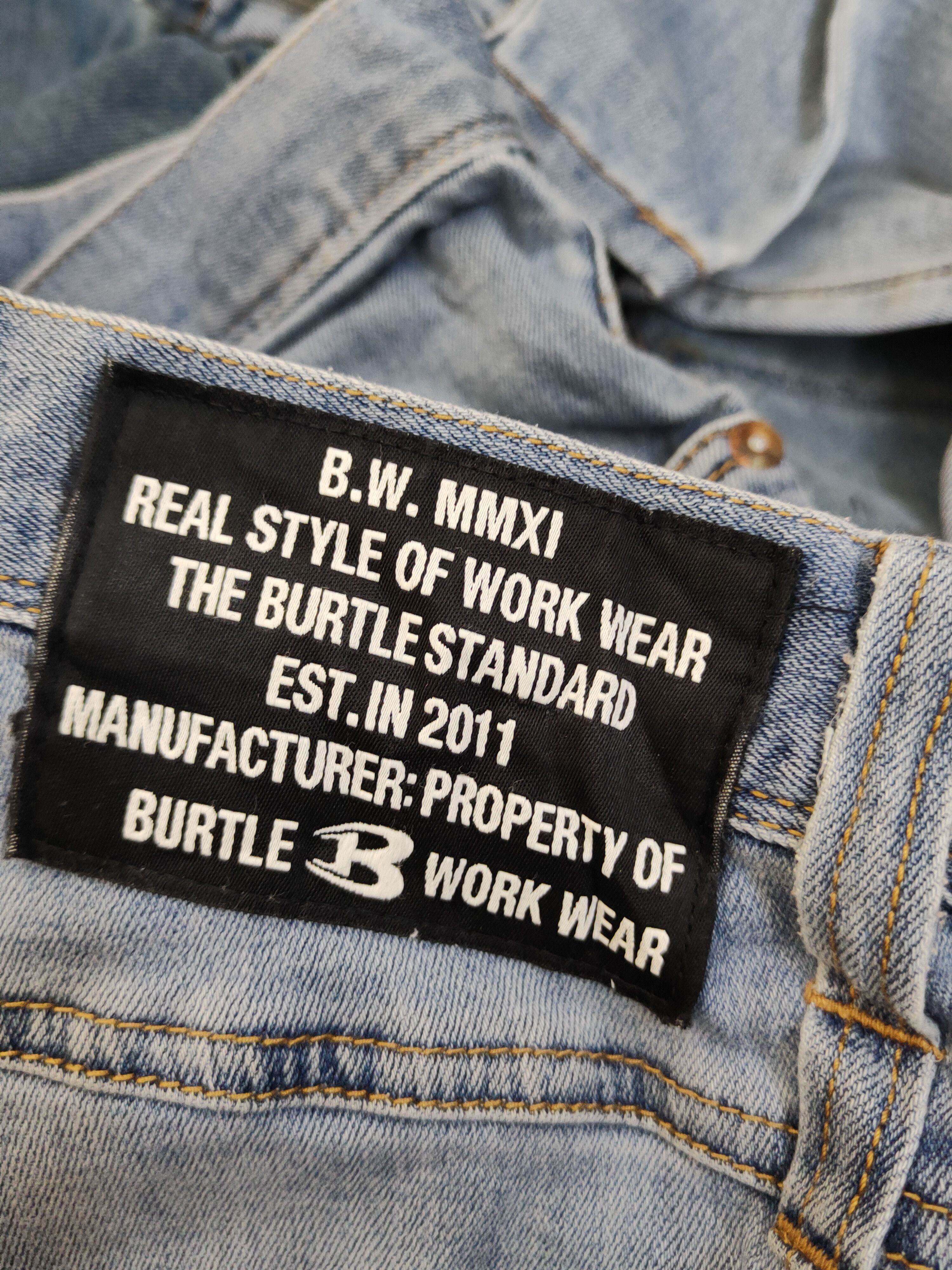 Japanese Brand Burtle Blue Distressed Ripped Soft denim Jeans #W1976 Size US 31 - 14 Thumbnail