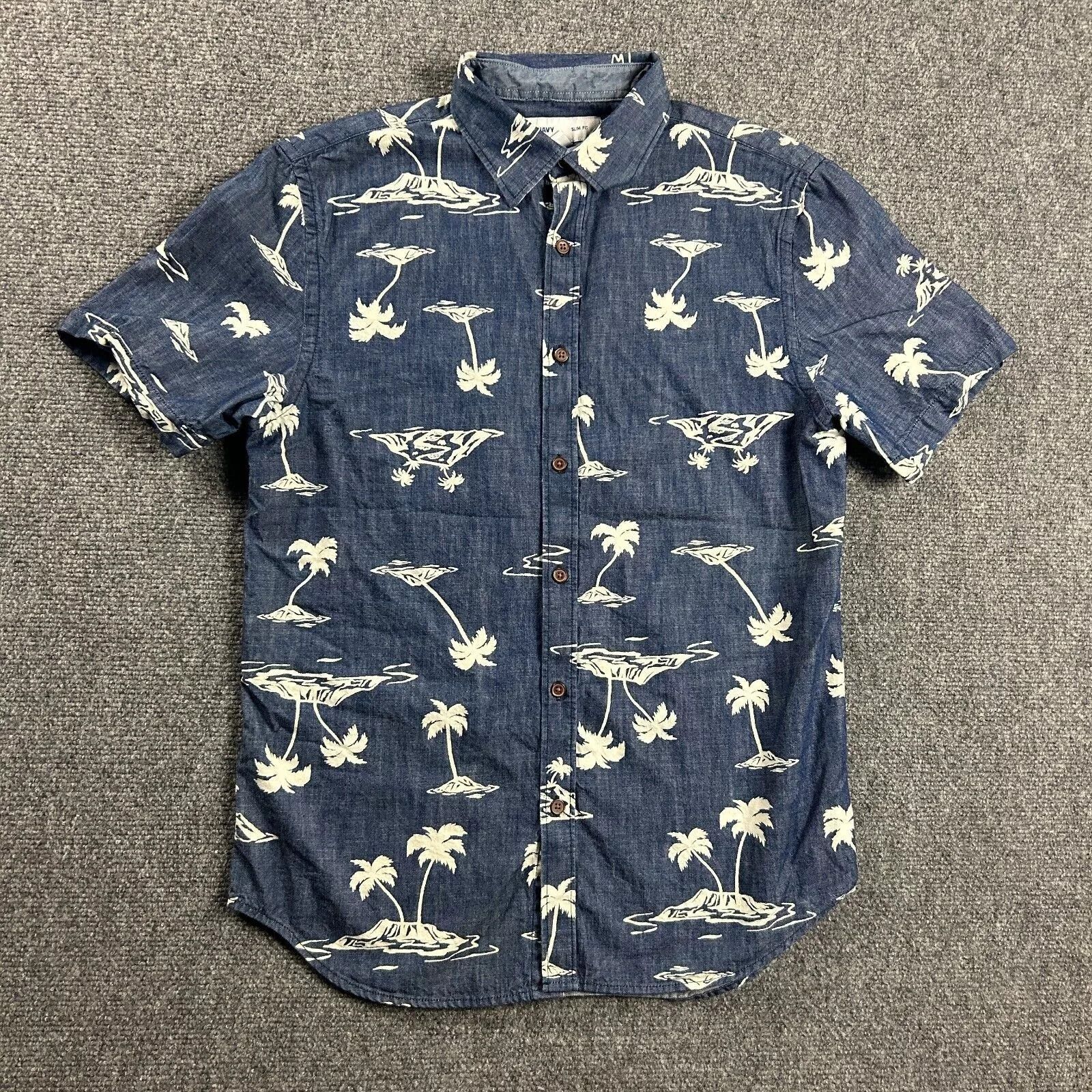 Old Navy Old Navy Shirt Mens Small Slim Fit Hawaiian Chambray Size US S / EU 44-46 / 1 - 1 Thumbnail