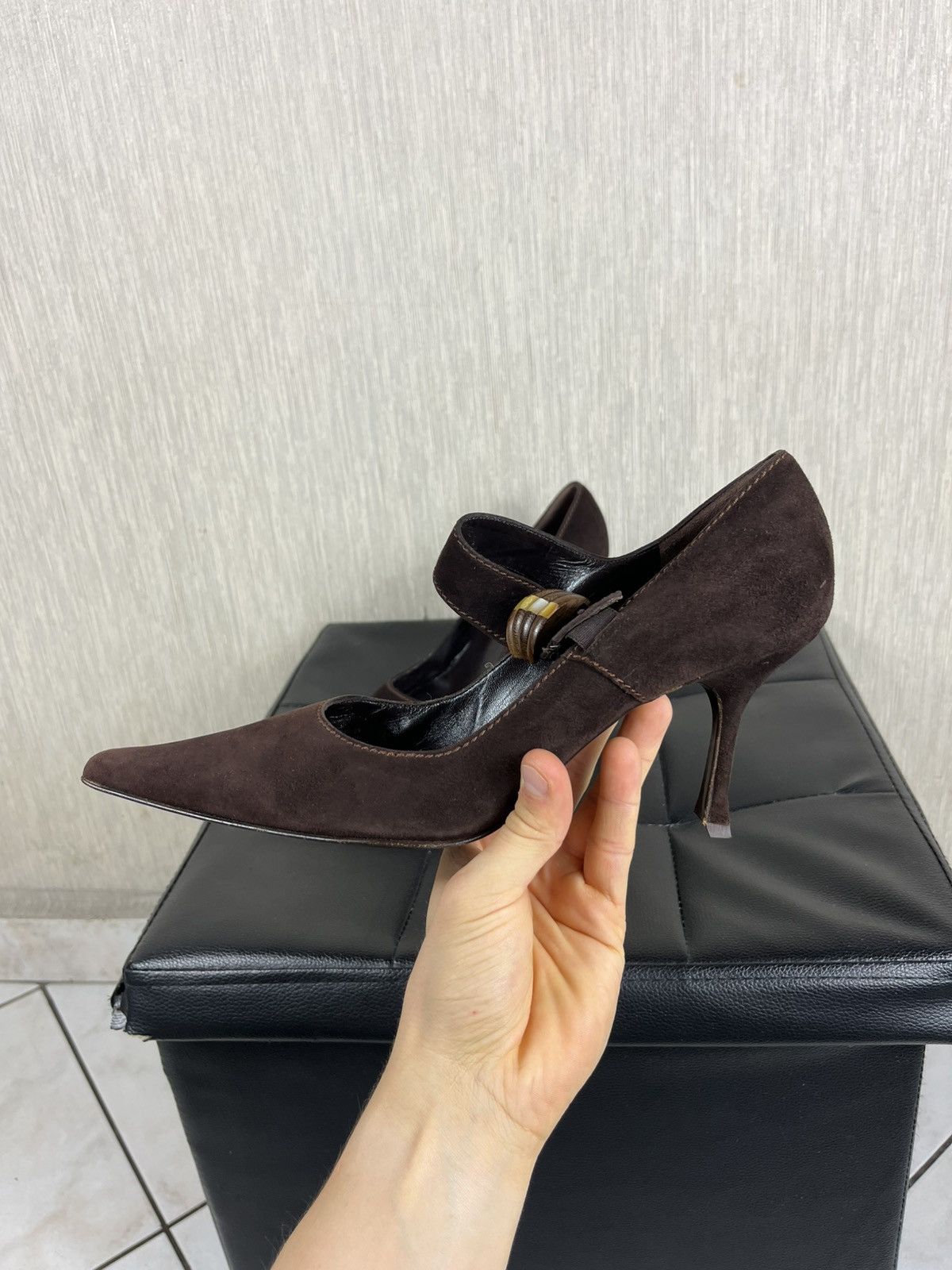Escada Vintage Escada suede velvet pumps heels shoes avant garde Size US 9.5 / IT 39.5 - 16 Thumbnail