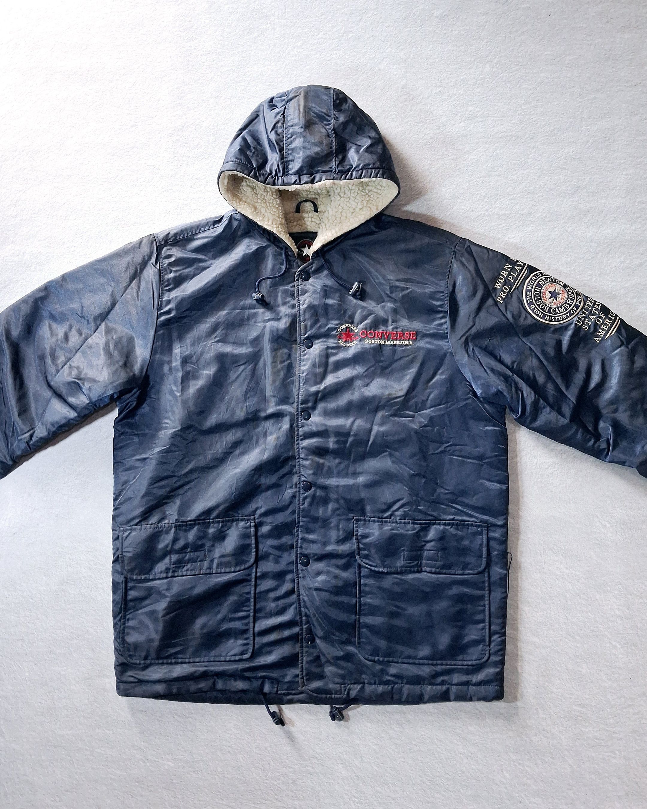 Converse CONVERSE EMBROIDERED SHERPA LINED HOODED NYLON JACKET Size US XXL / EU 58 / 5 - 9 Thumbnail
