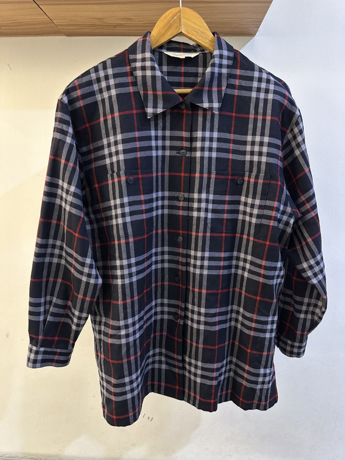 Burberry × Vintage 1990-Vintage Burberry Novacheck Padded Shoulder Button Up Size US M / EU 48-50 / 2 - 1 Thumbnail