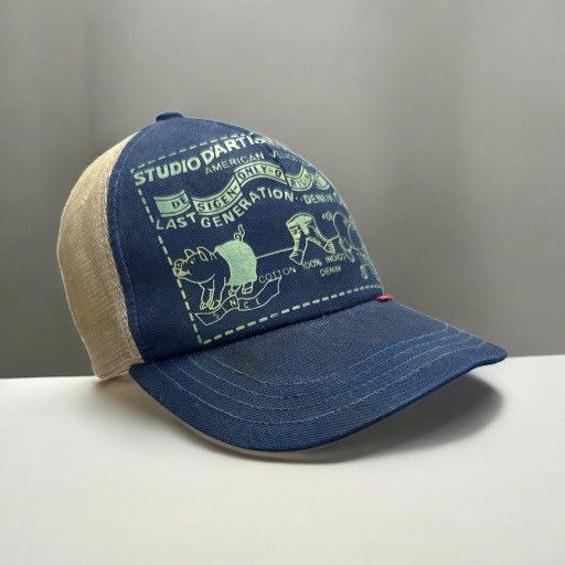 Studio D'Artisan STUDIO D'ARTISAN BLUE INDIGO TRUCKER CAP HAT Size ONE SIZE - 2 Thumbnail