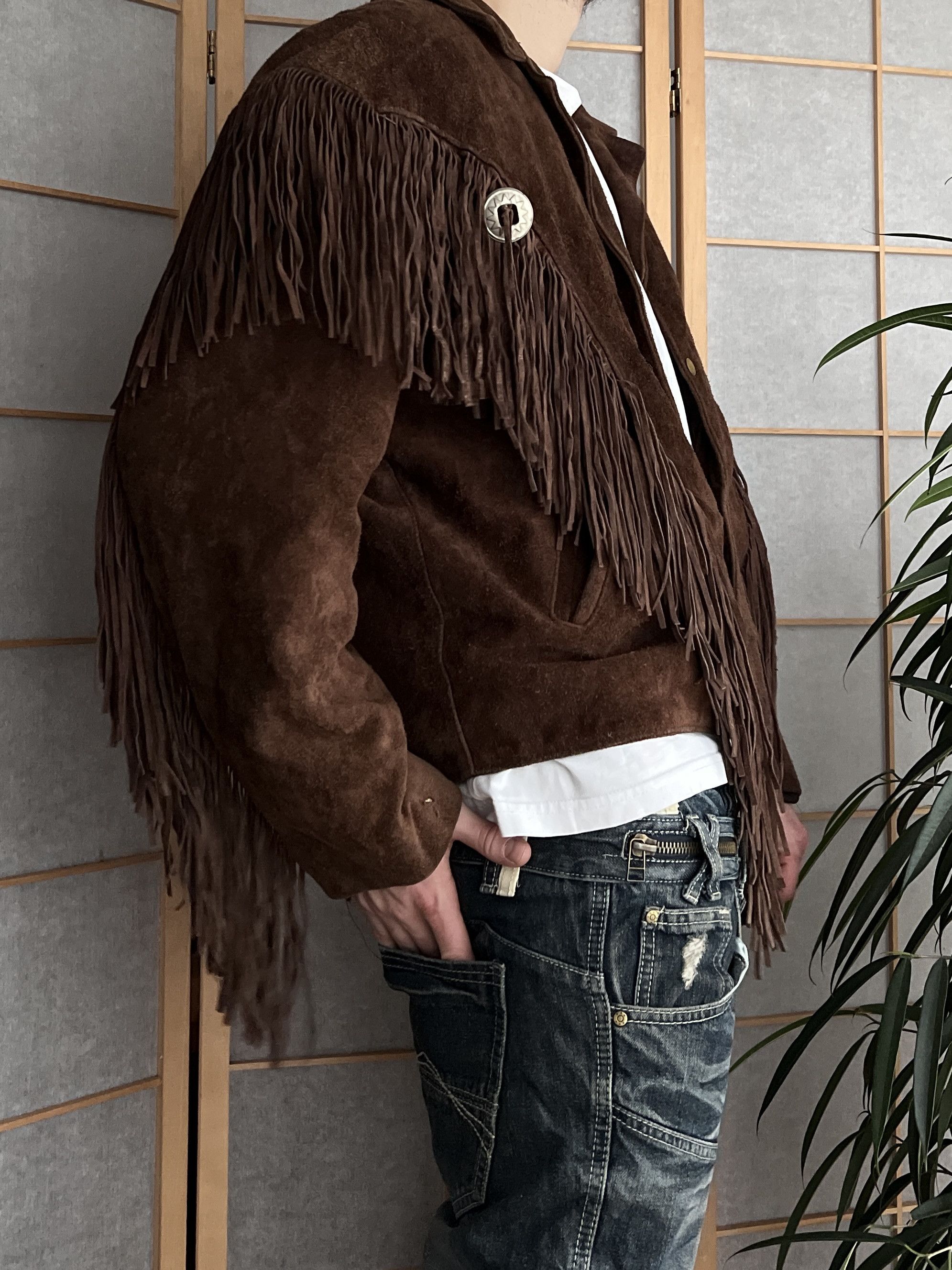If Six Was Nine Crazy! Cowboy core vintage 90s cropped leather jacket bomber Size US L / EU 52-54 / 3 - 14 Thumbnail
