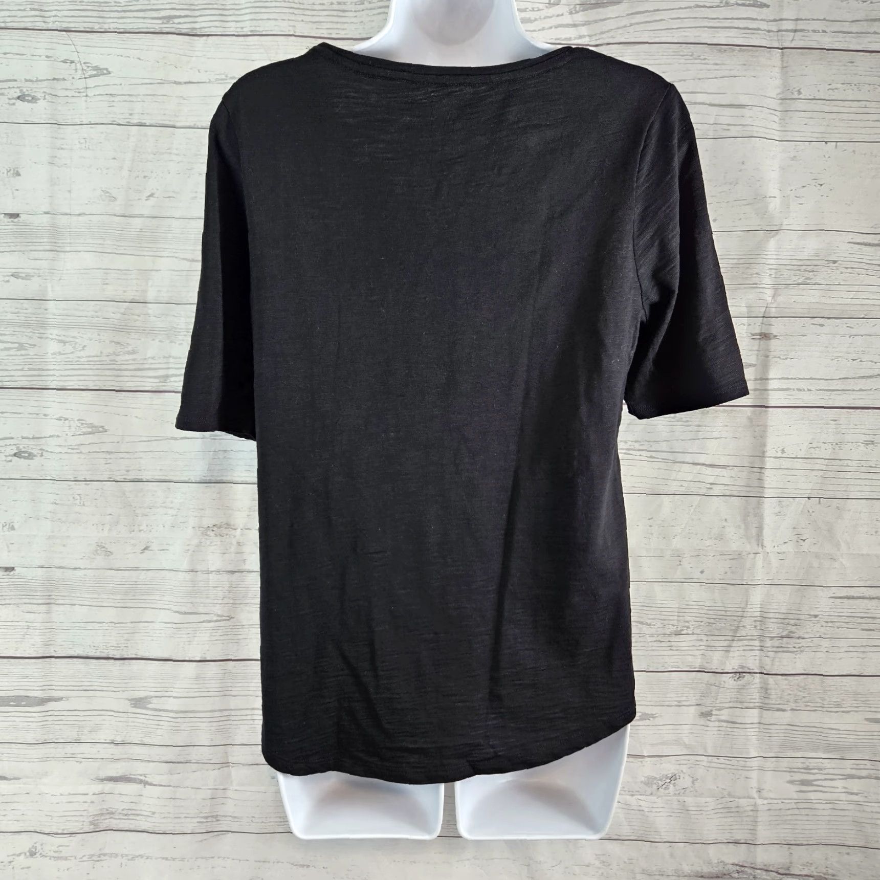 Vintage Chico's Womens Ultimate Tee M Solid Black Cotton Modal Shirt Adult Medium Women Short Sleeve Pullover T‑Shirt Basic Size M / US 6-8 / IT 42-44 - 3 Thumbnail
