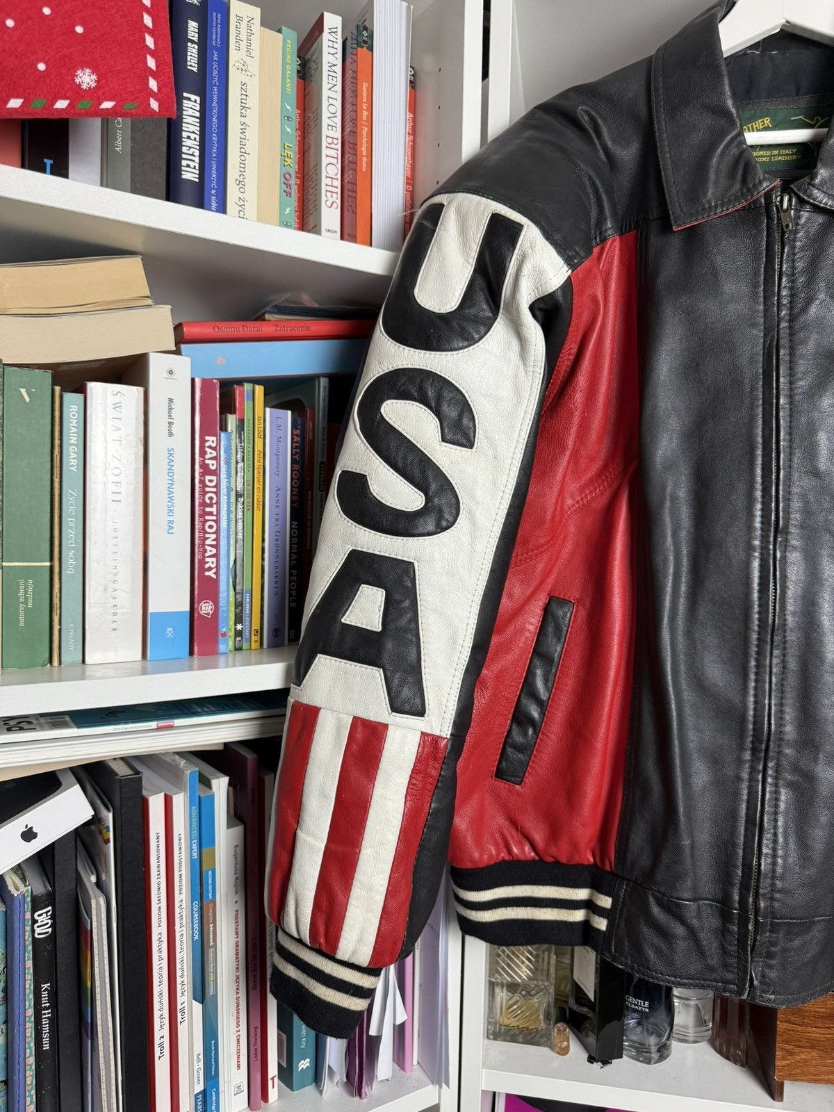 Vintage Vintage 90s USA american flag boxy bomber leather jacket L Size US L / EU 52-54 / 3 - 3 Thumbnail