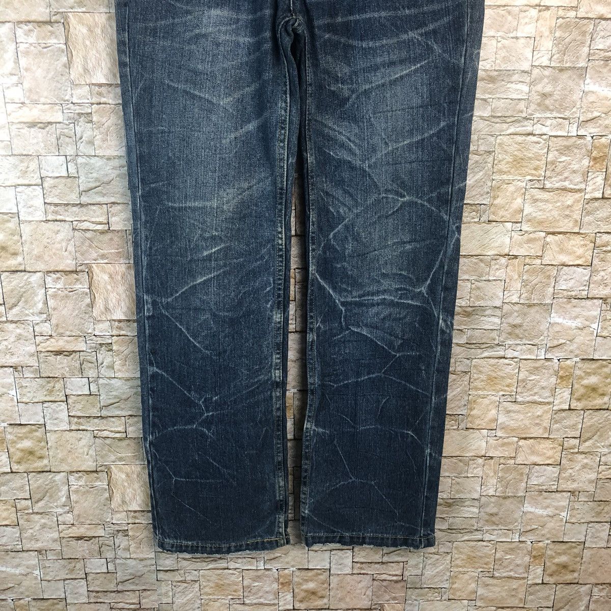 DL Nylaus Blue Double Waist streetwear Denim Pants #A116