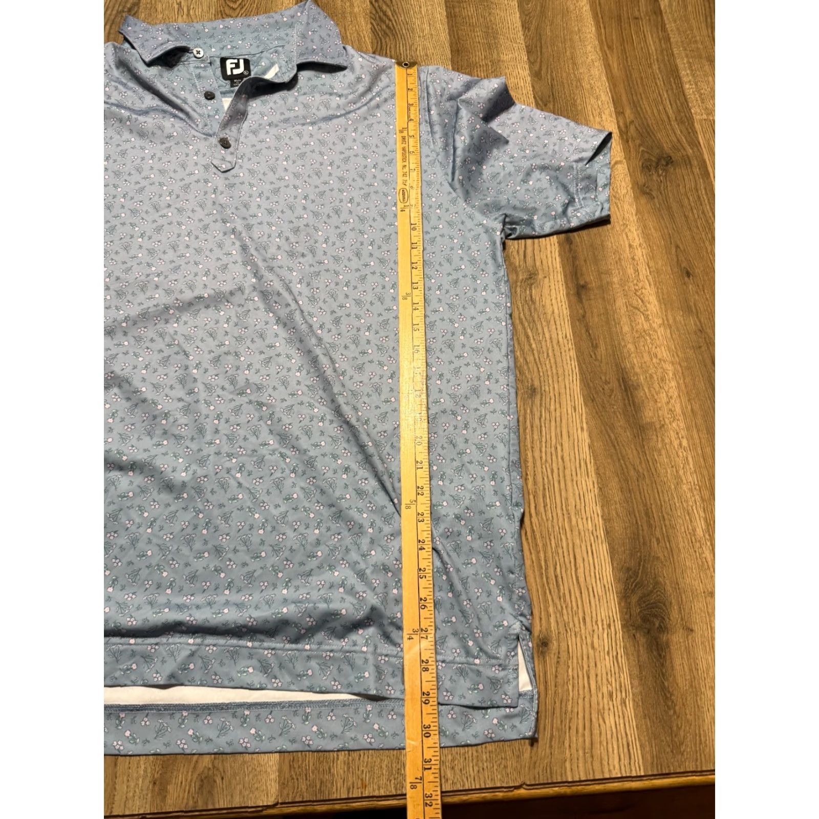 Footjoy FJ Polo Shirt Men's XL Short Sleeve Blue Green Pink Flowers Golf Casual Polo Shirt Size US XL / EU 56 / 4 - 7 Thumbnail